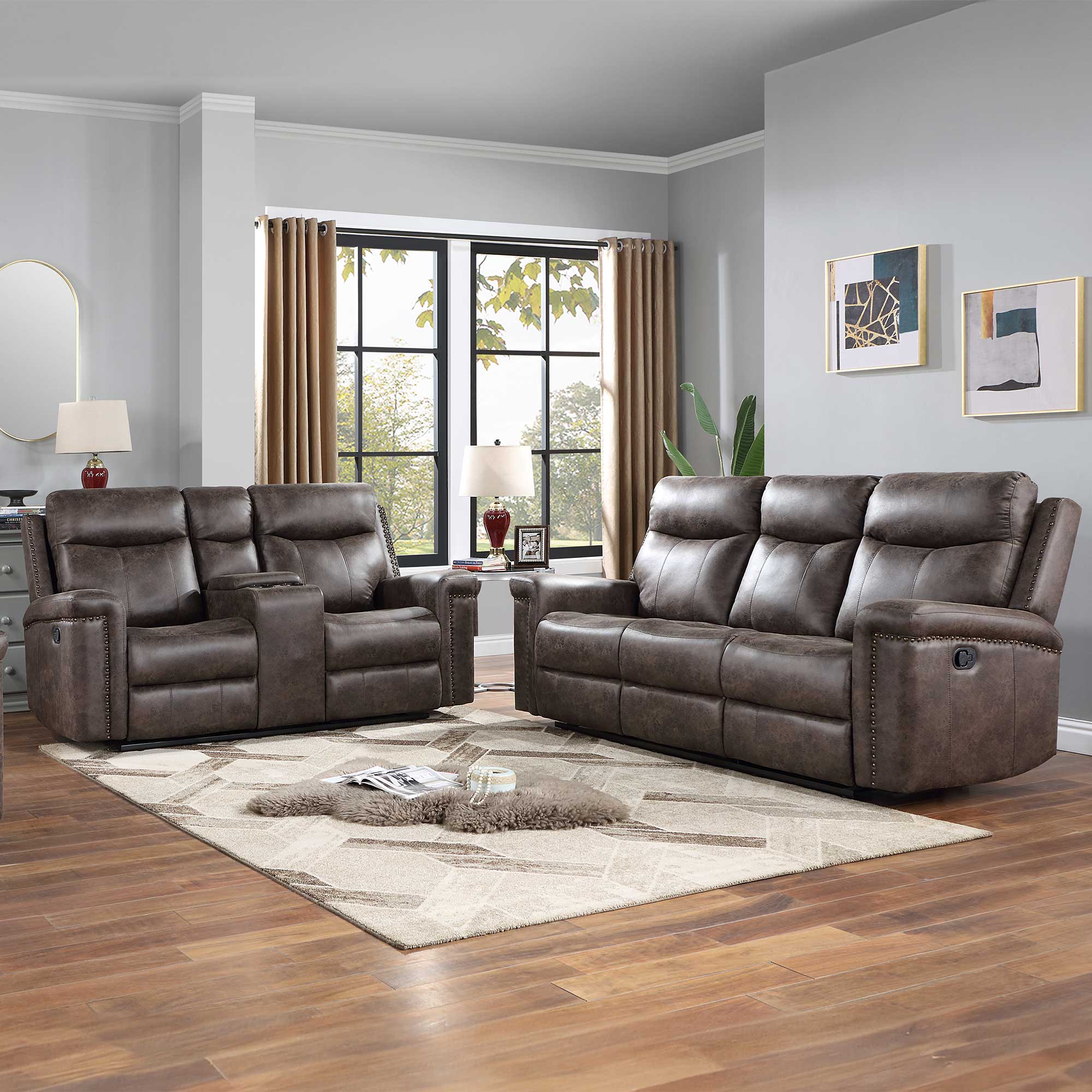 Quade Reclining Sofa and Loveseat Set