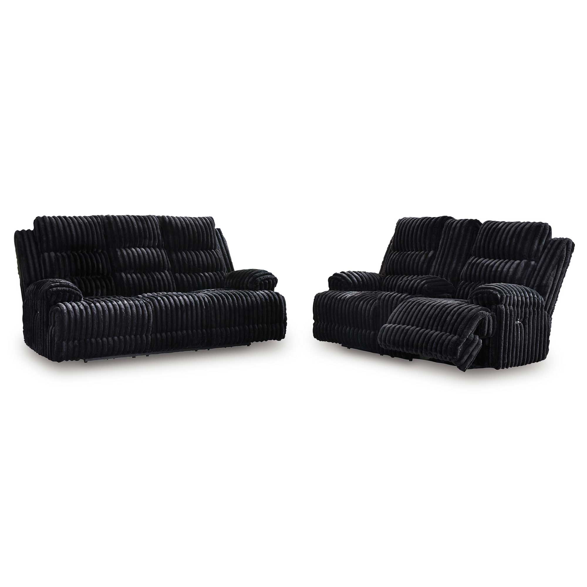 Black sofa set on a white background