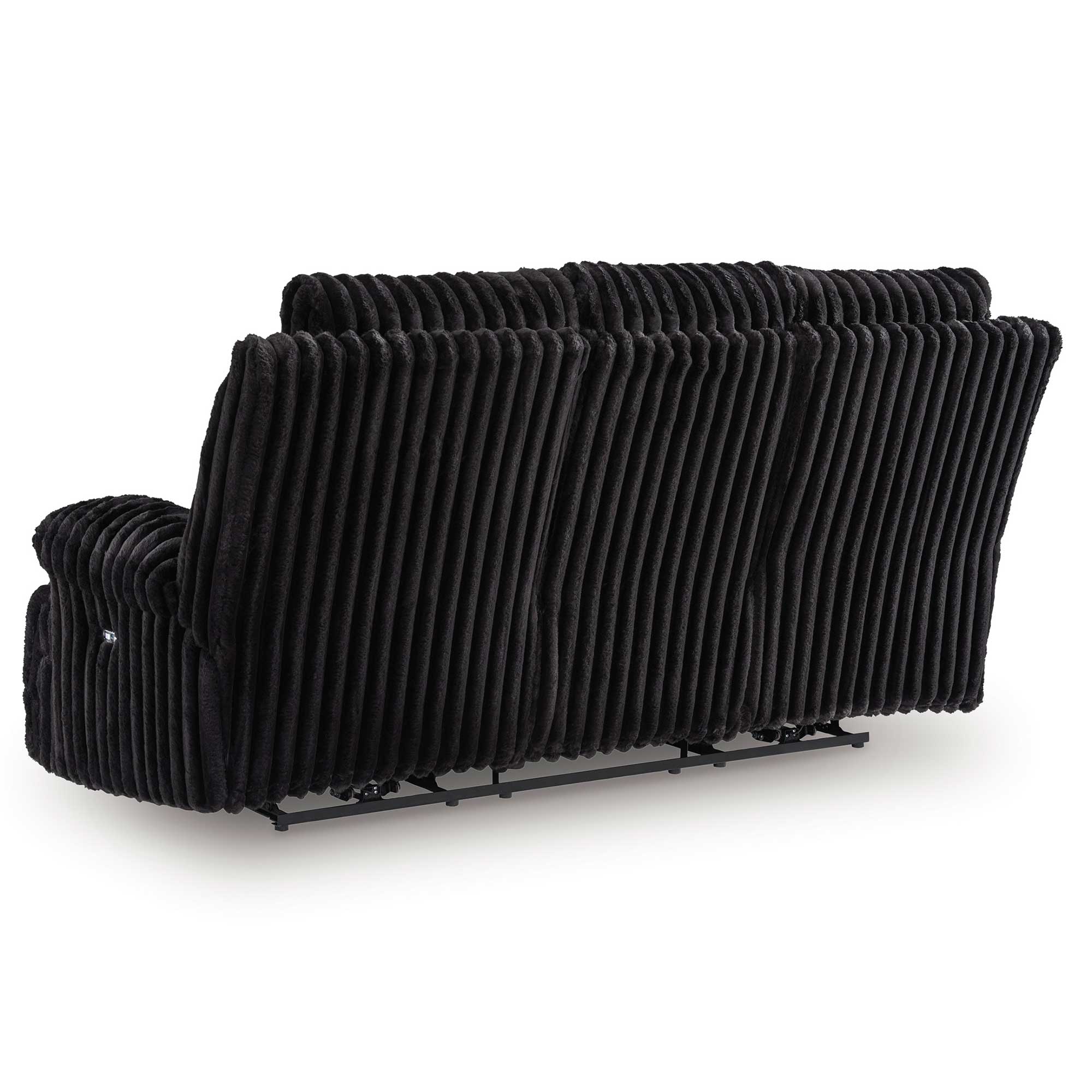 Black ribbed sofa on a white background