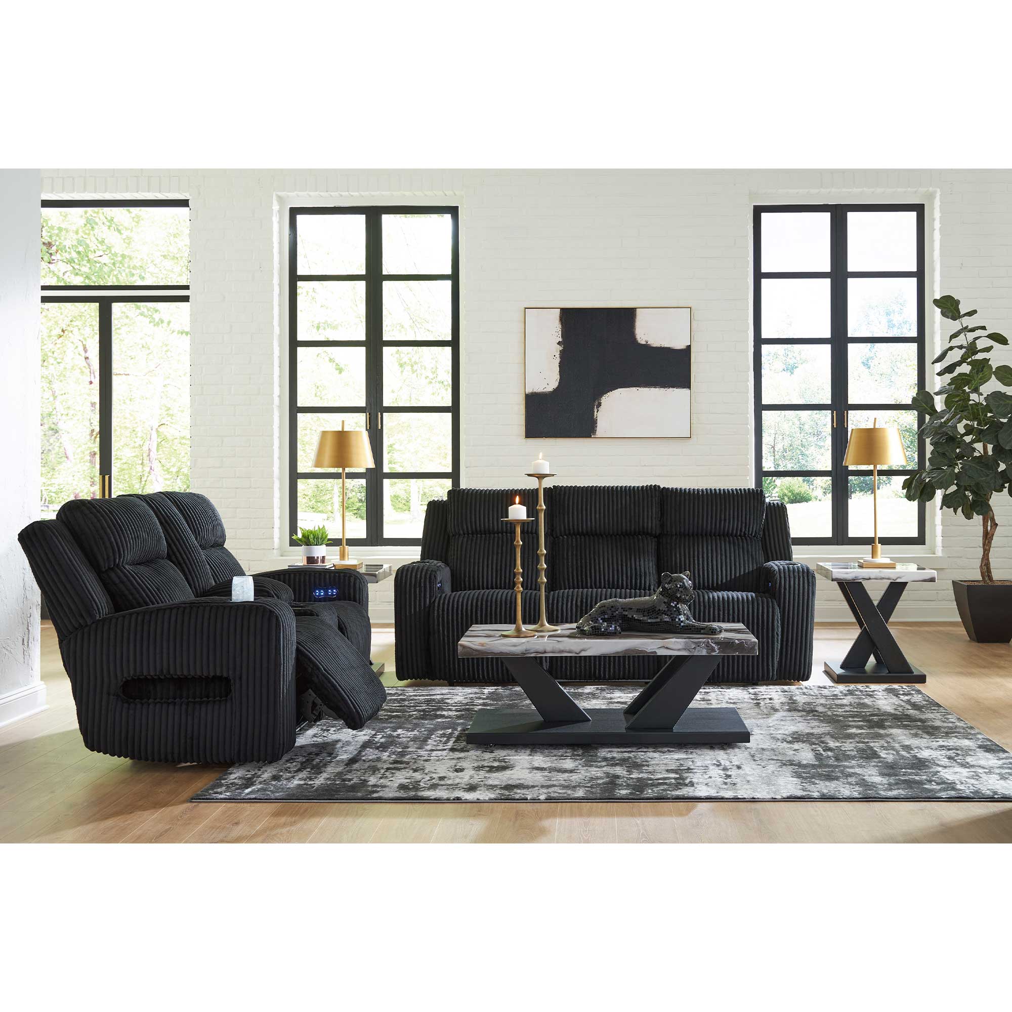 Forest Lake Dual Power Reclining Sofa and Loveseat