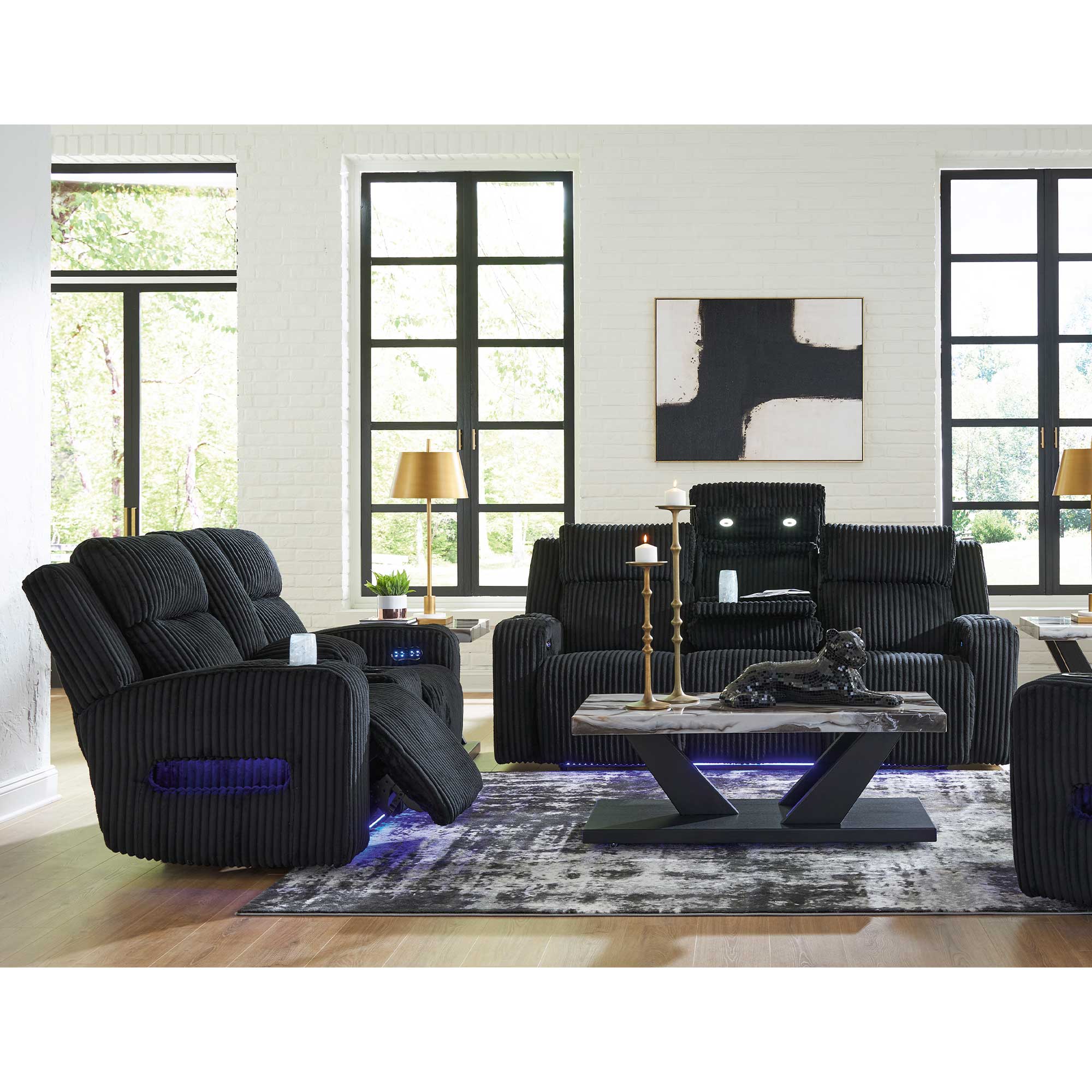 Forest Lake Dual Power Reclining Sofa and Loveseat