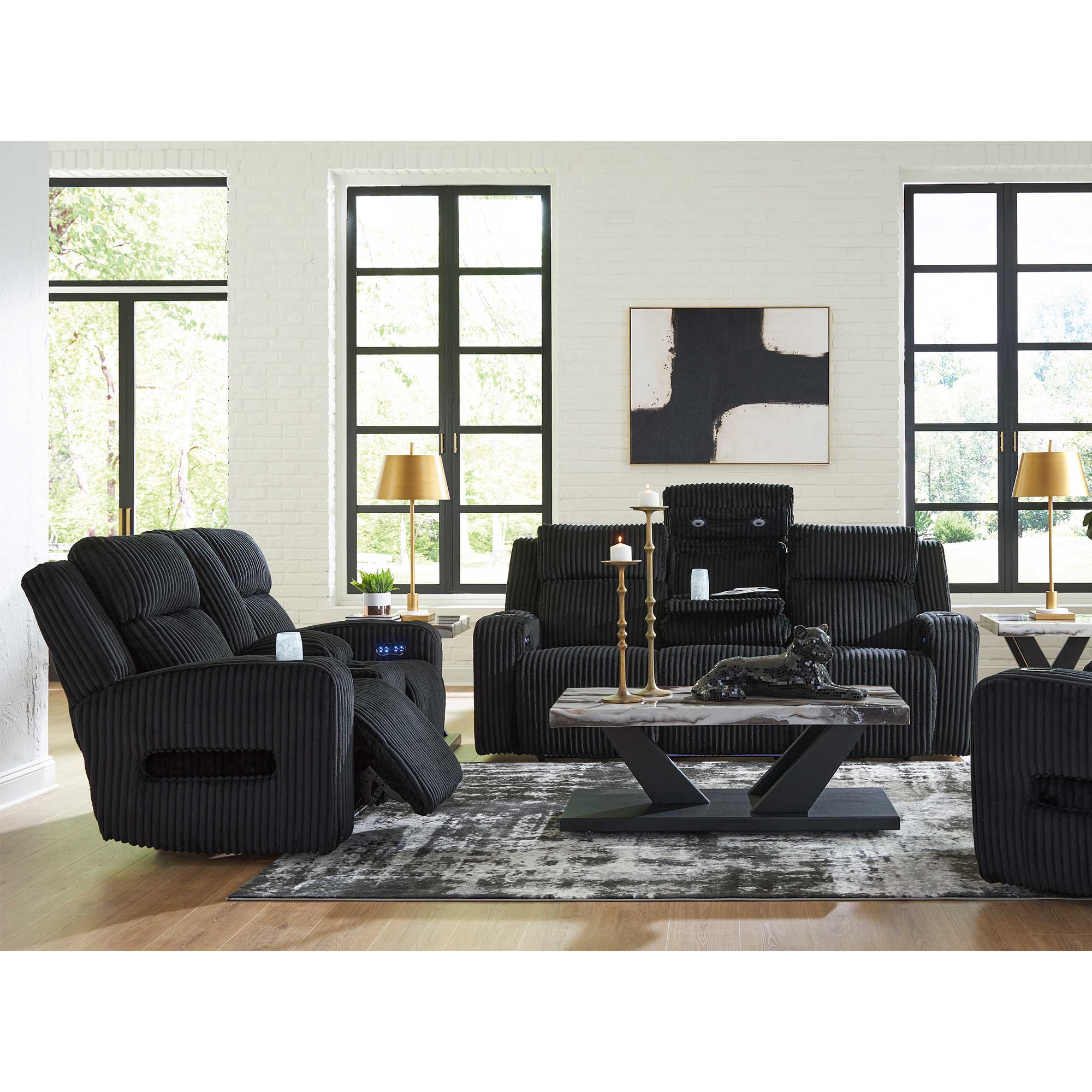 Forest Lake Dual Power Reclining Sofa and Loveseat