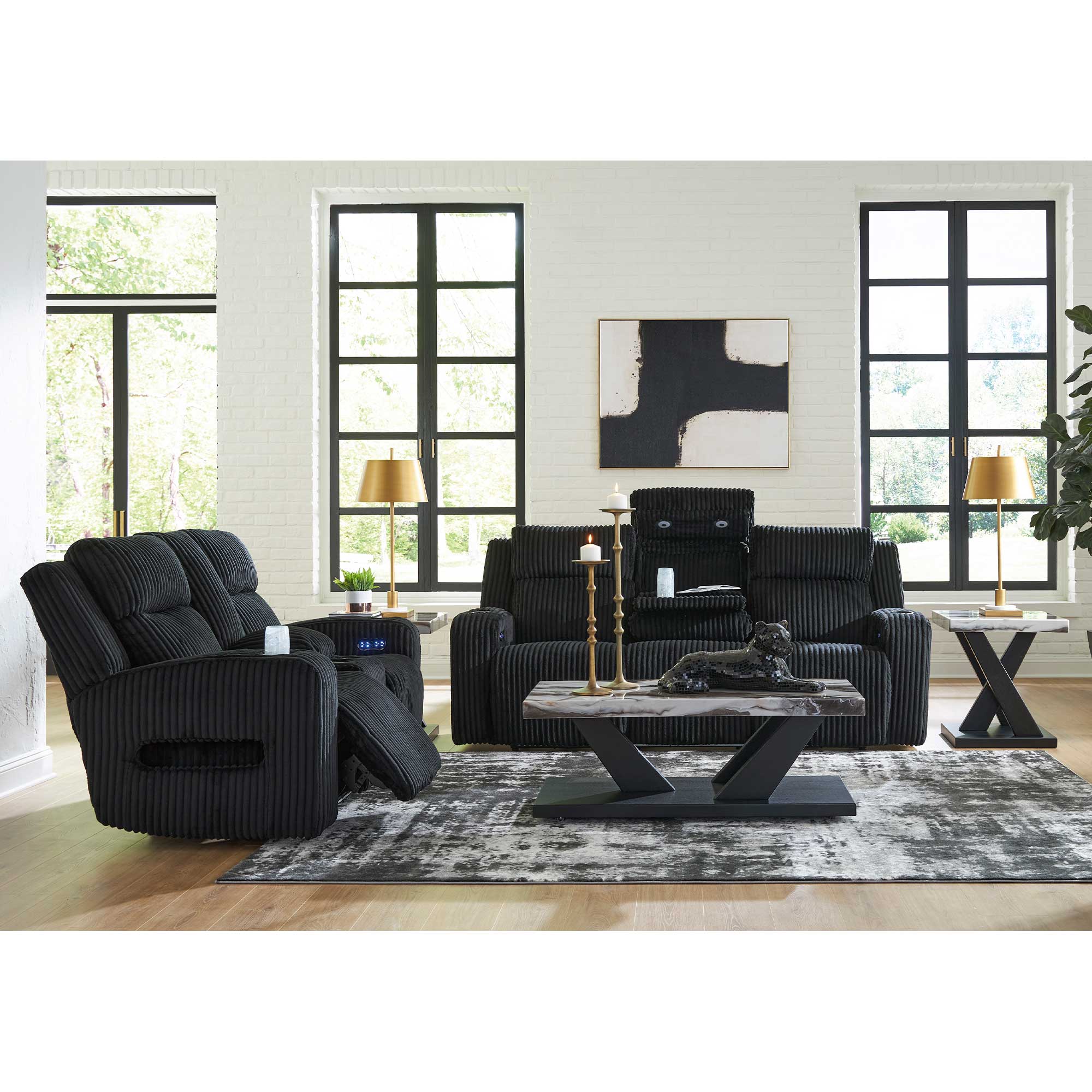Forest Lake Dual Power Reclining Sofa and Loveseat