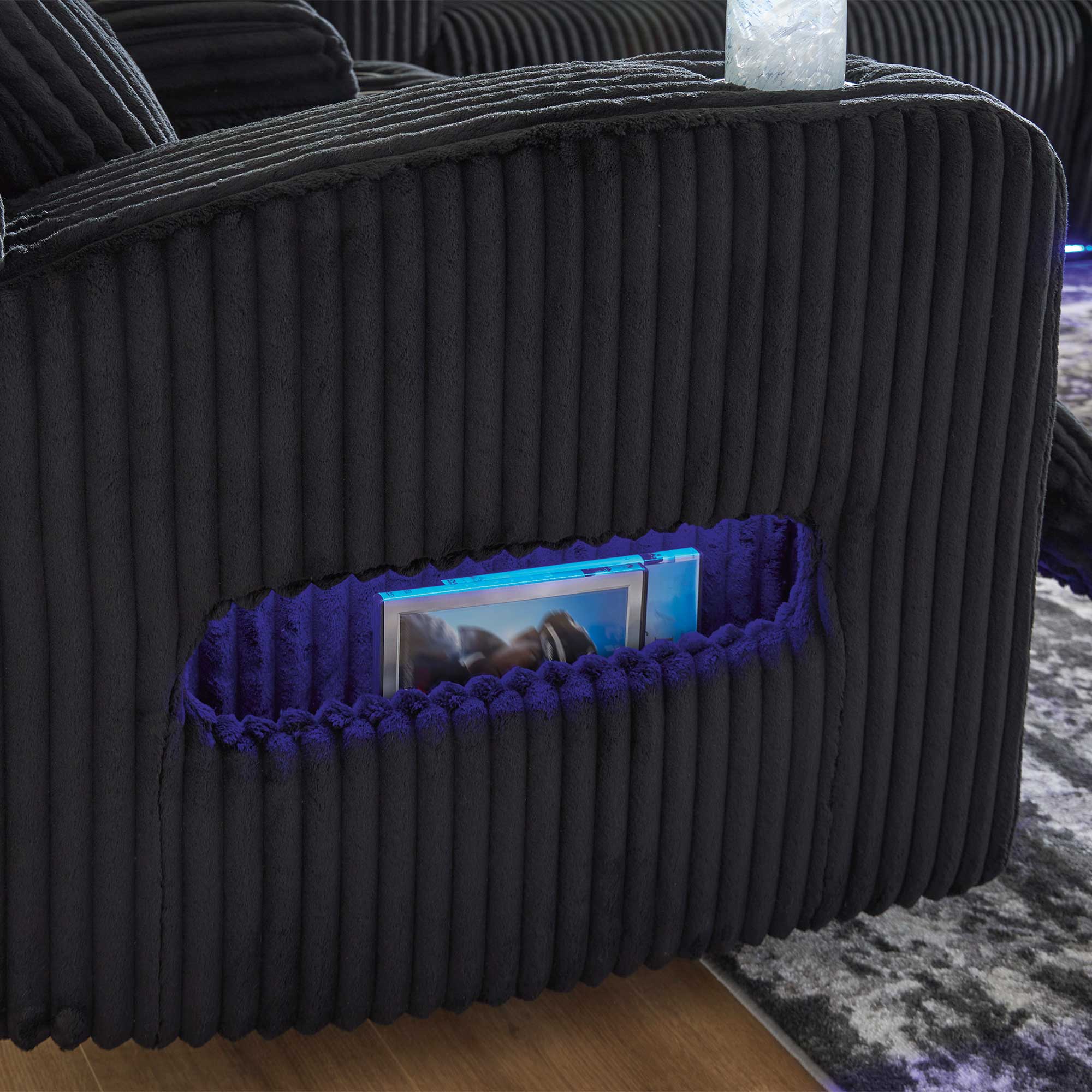 Forest Lake Power Reclining Sofa with Adjustable Headrest & LED Lighting