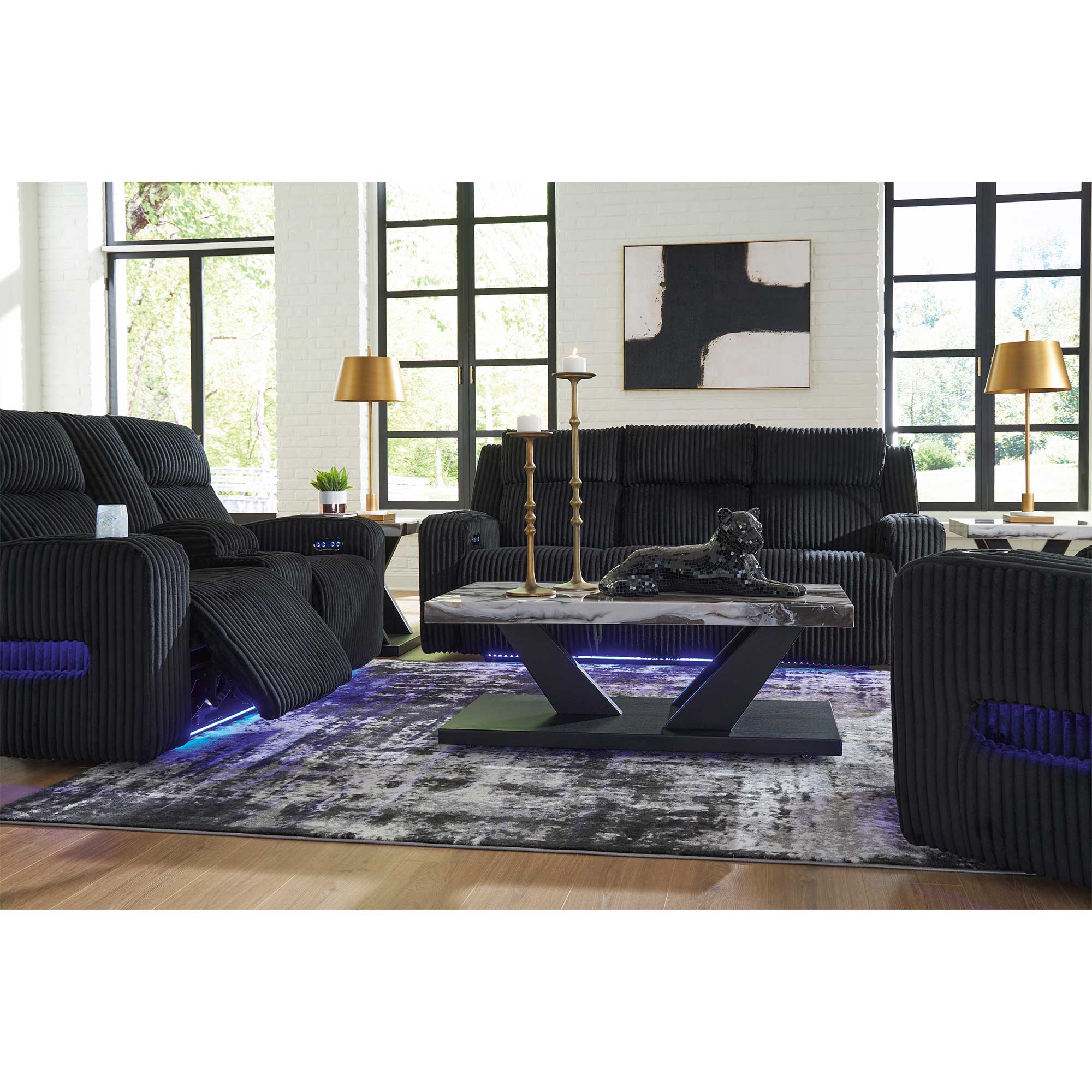 Forest Lake Dual Power Reclining Sofa and Loveseat