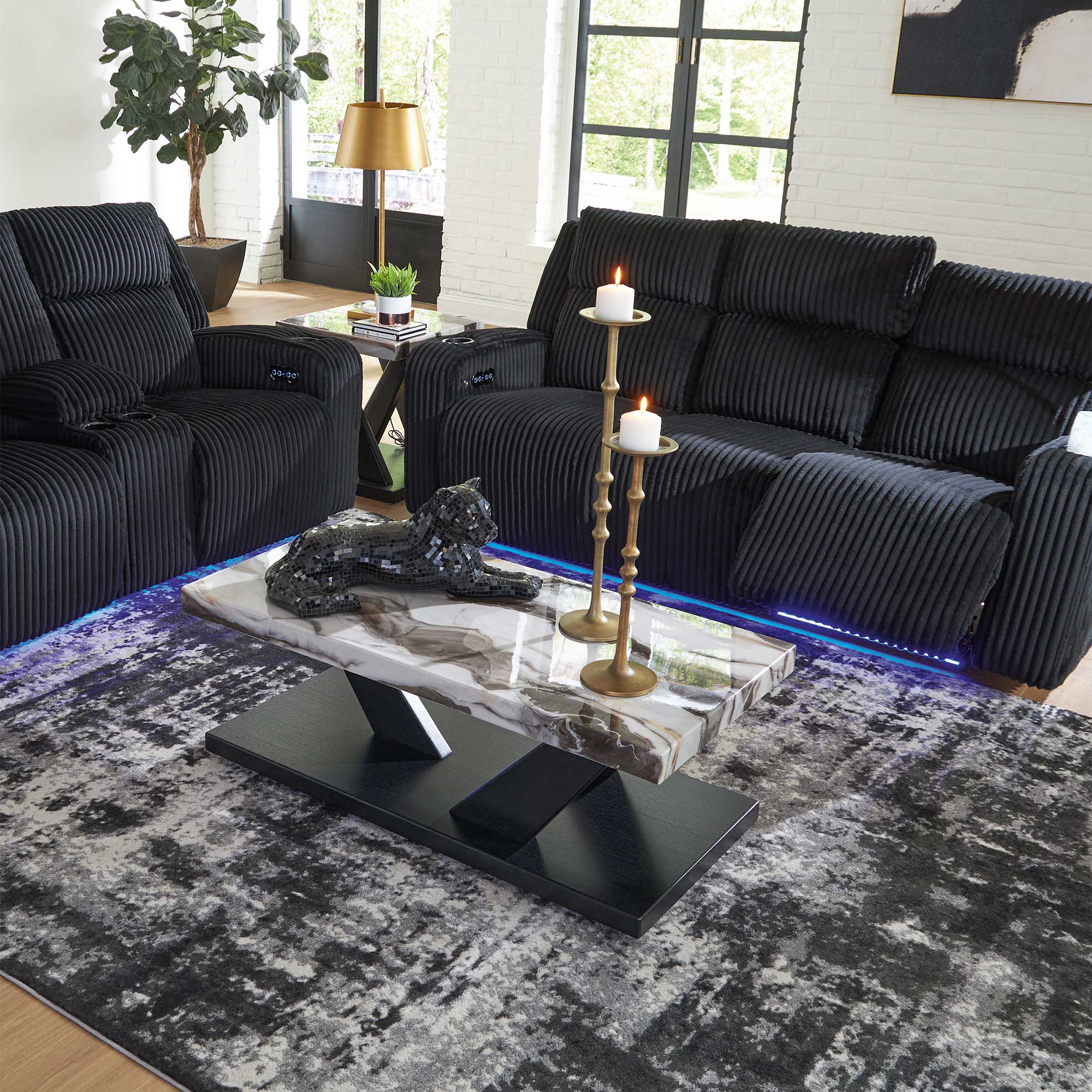 Forest Lake Dual Power Reclining Sofa and Loveseat