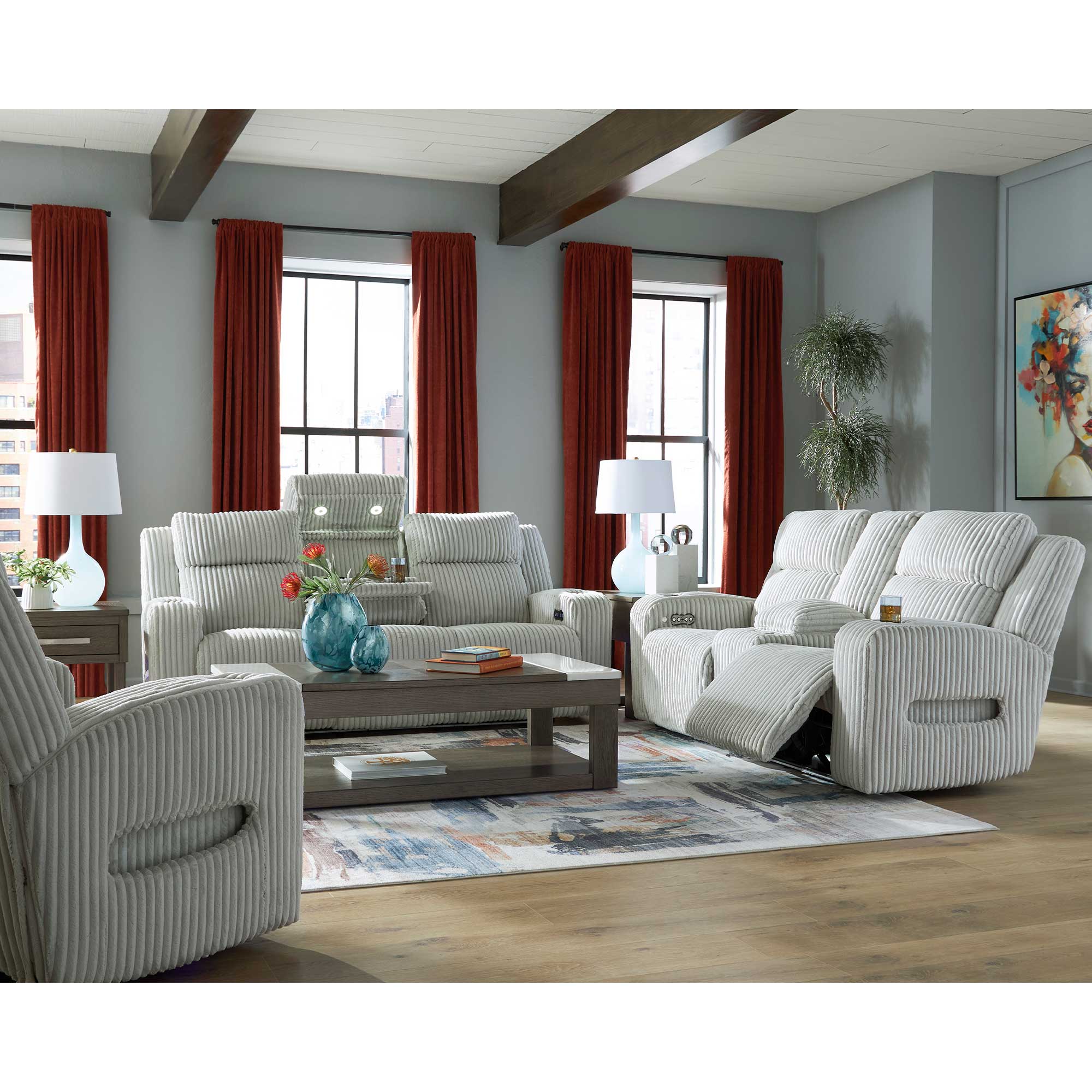 Forest Lake Dual Power Reclining Sofa and Loveseat