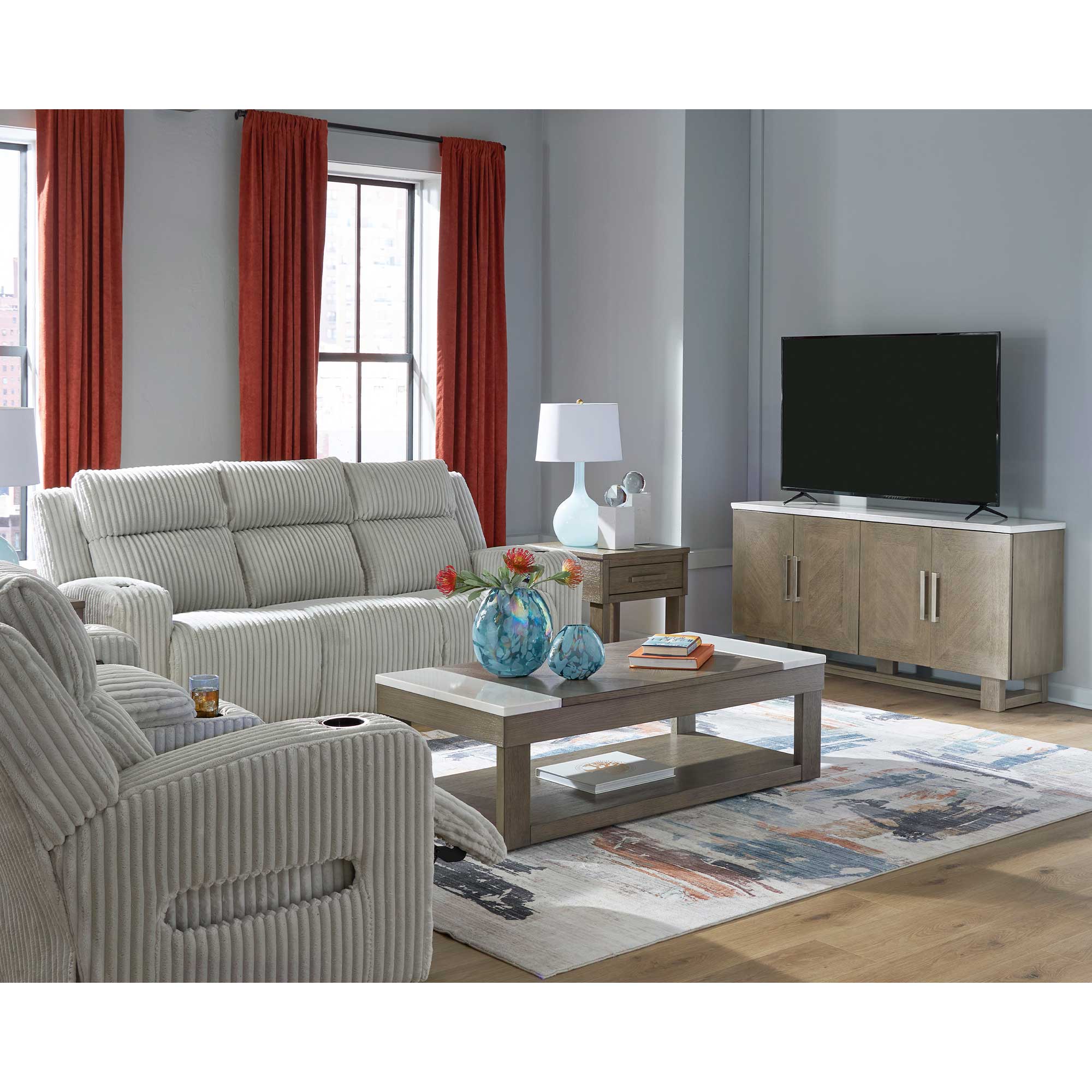 Forest Lake Dual Power Reclining Sofa and Loveseat