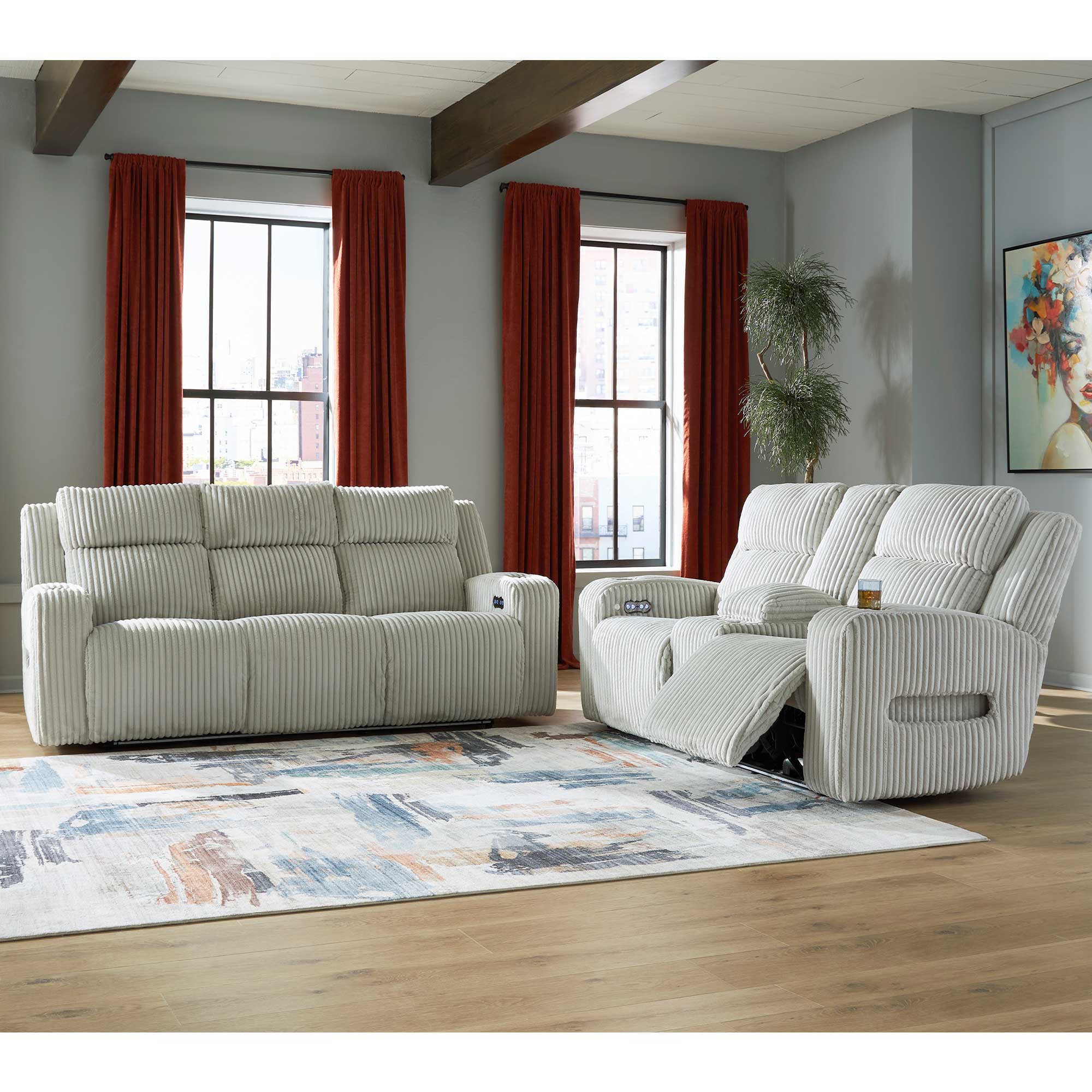Forest Lake Dual Power Reclining Sofa and Loveseat