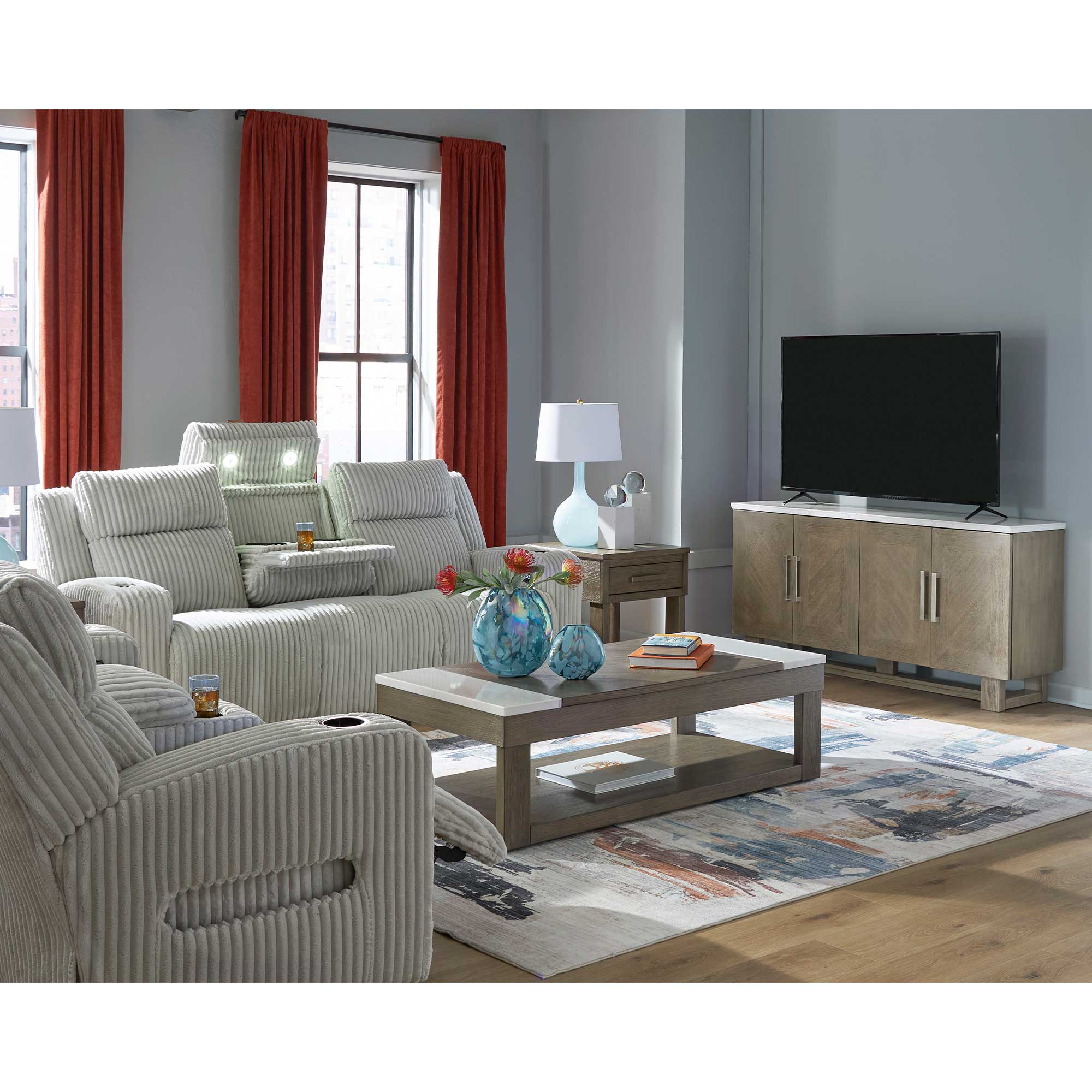 Forest Lake Dual Power Reclining Sofa and Loveseat