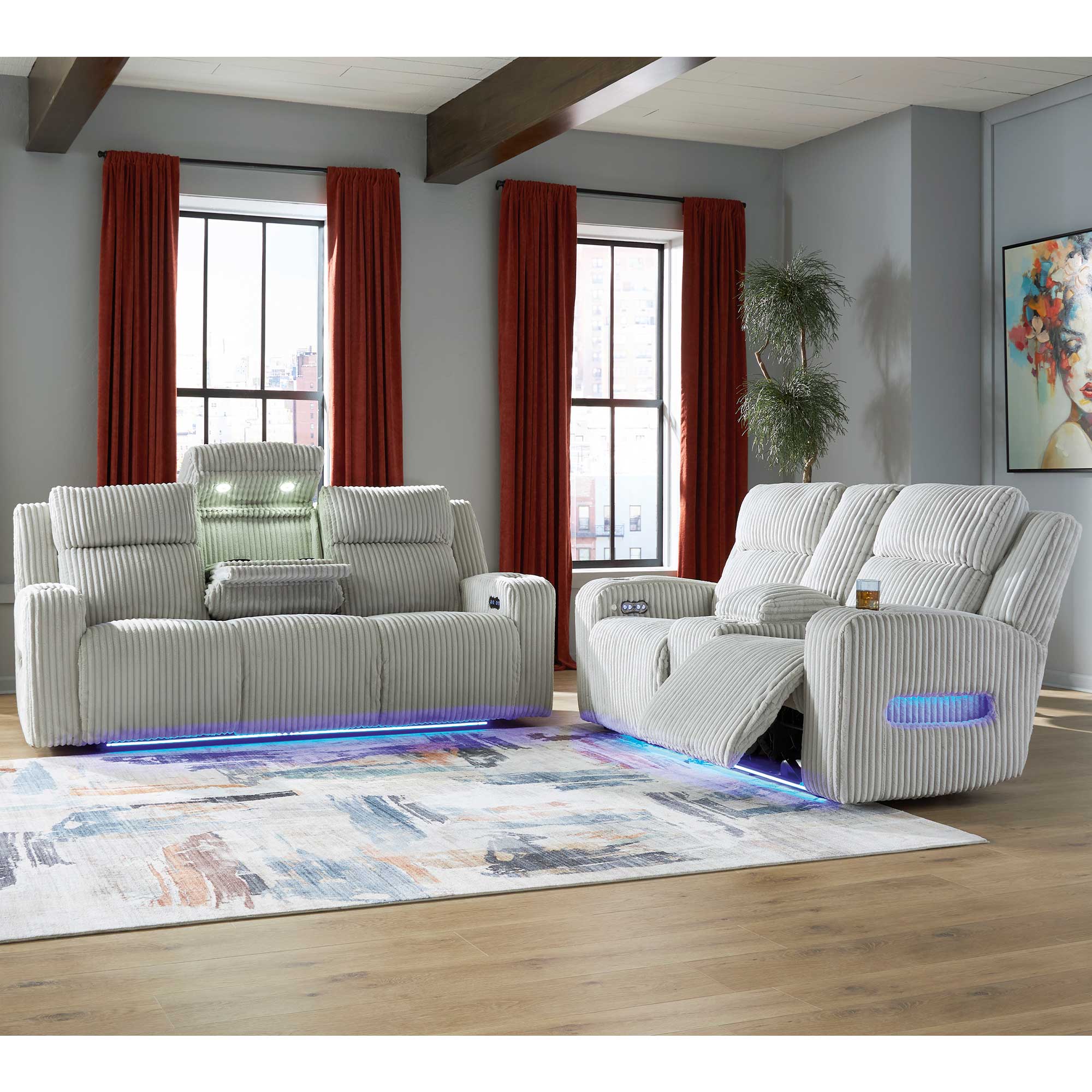 Forest Lake Dual Power Reclining Sofa and Loveseat