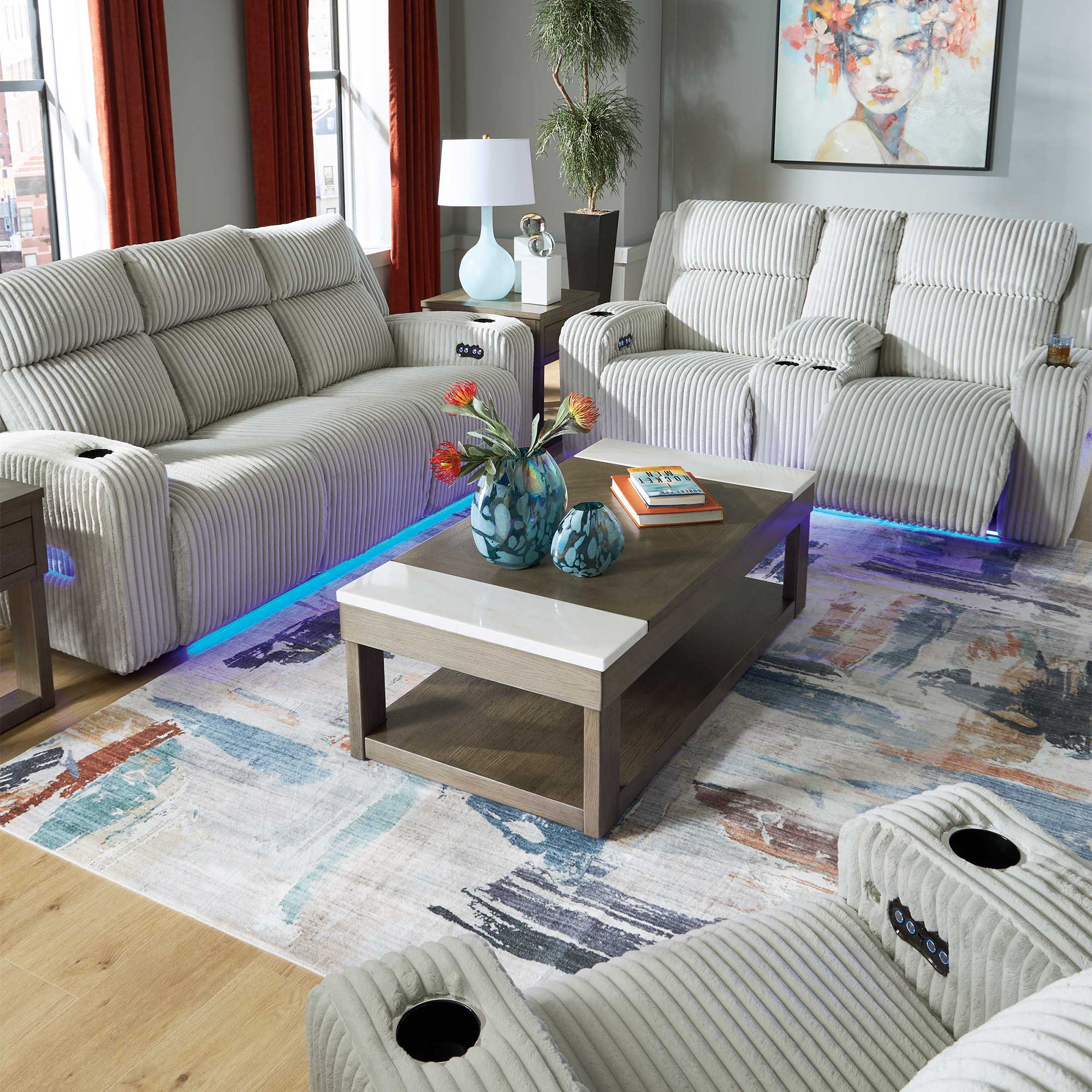 Forest Lake Dual Power Reclining Sofa and Loveseat