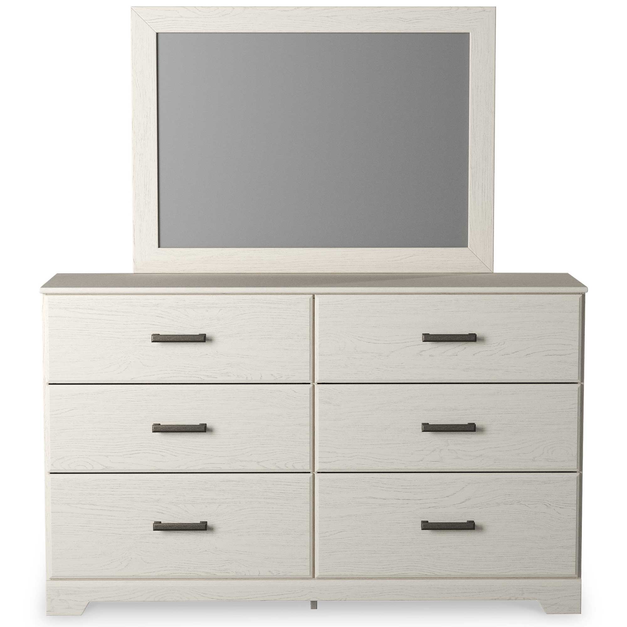 Stelsie Twin Panel Bed with Mirrored Dresser