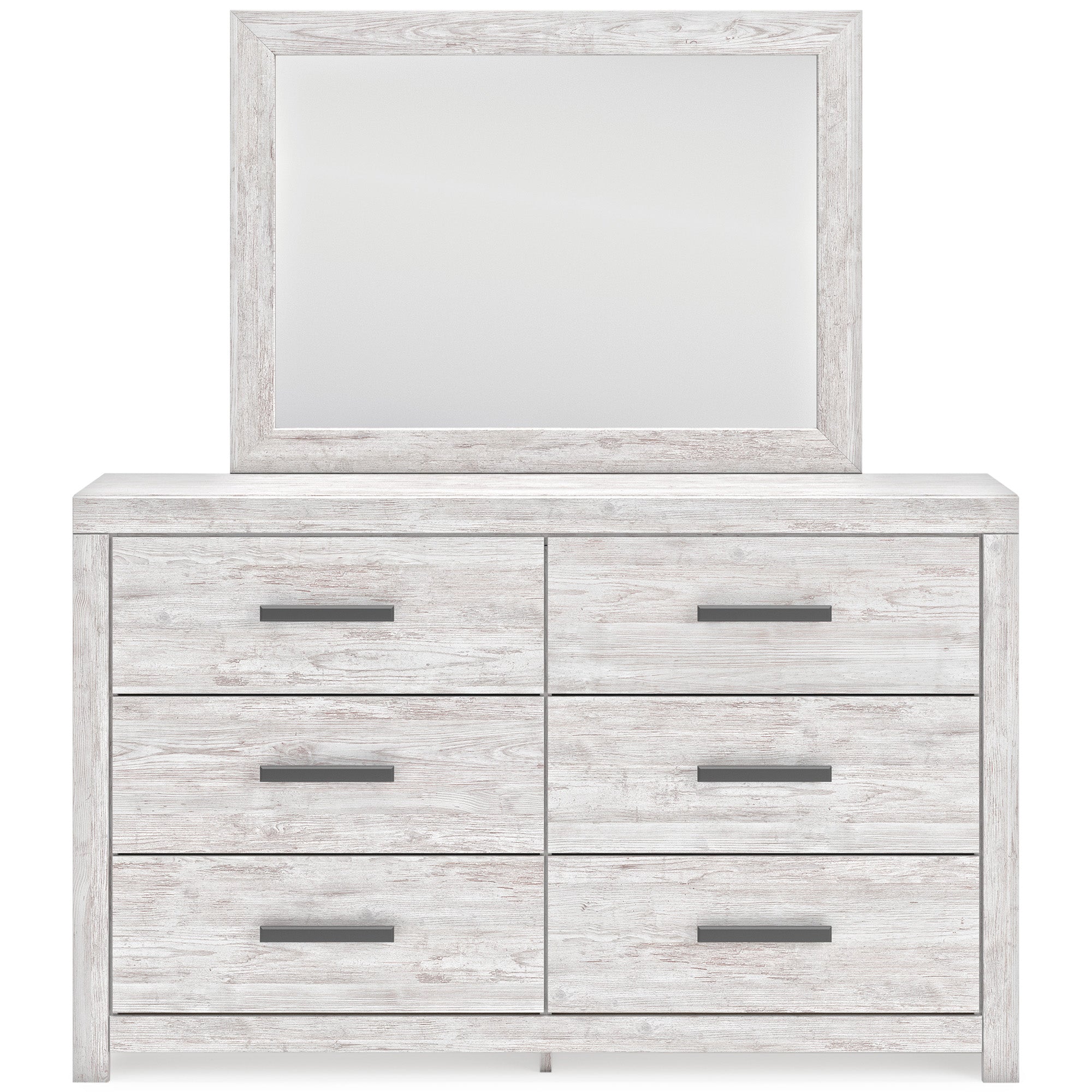 Cayboni Full Panel Bed with Mirrored Dresser