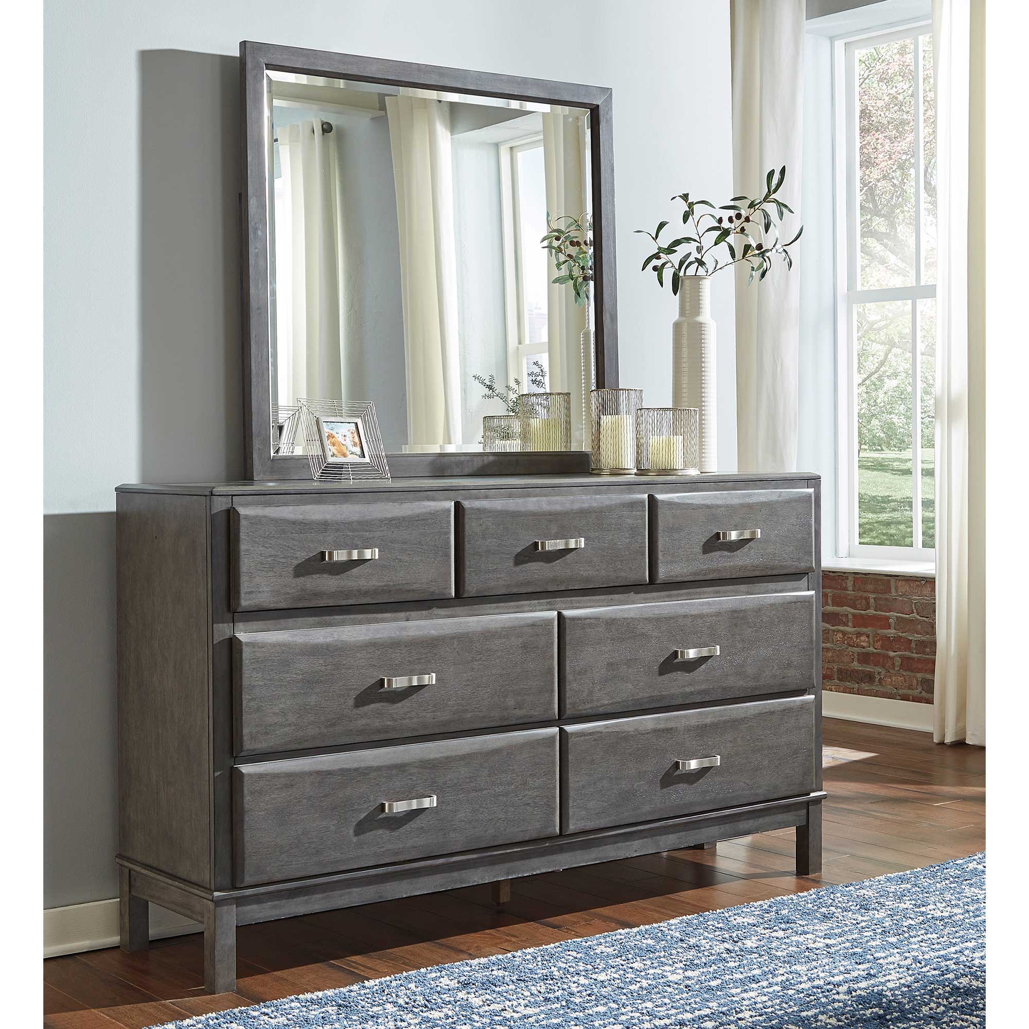 Caitbrook Full Storage Bed with 8 Storage Drawers with Mirrored Dresser