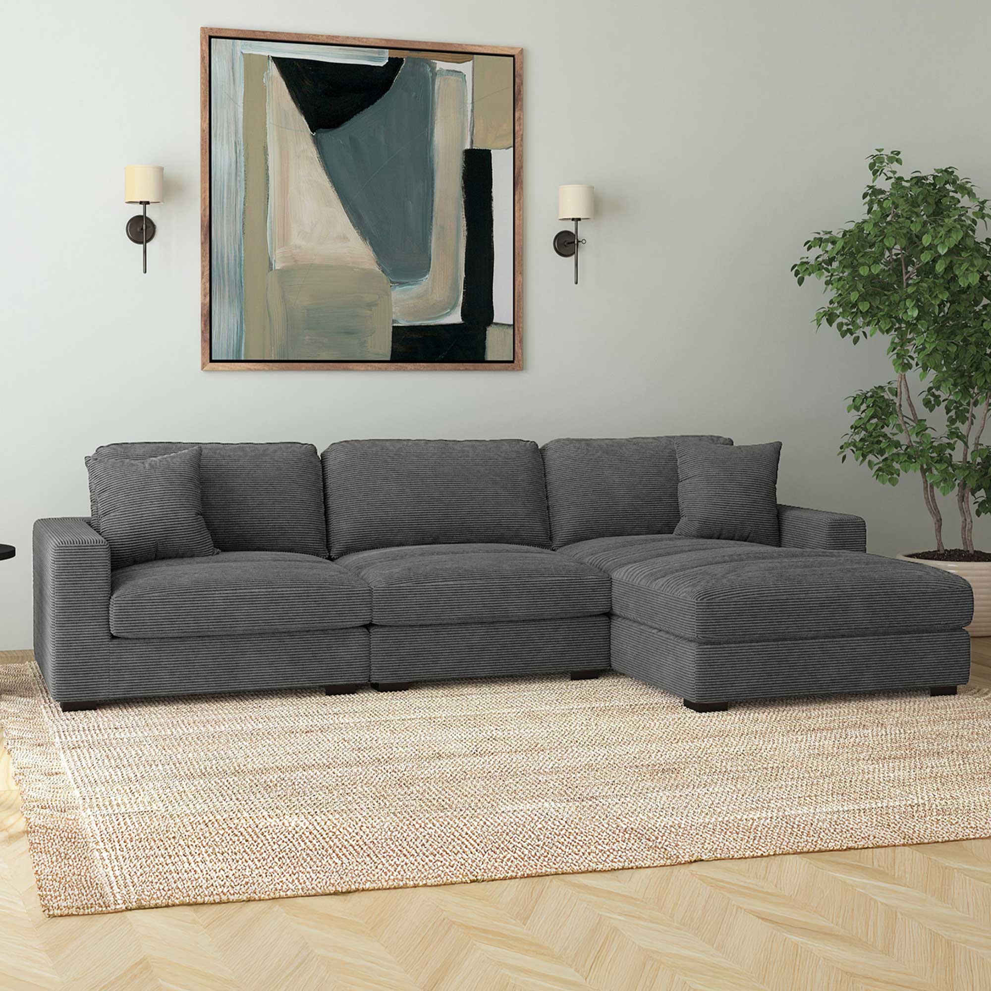 Horizon Steno Charcoal 3-Piece Sectional