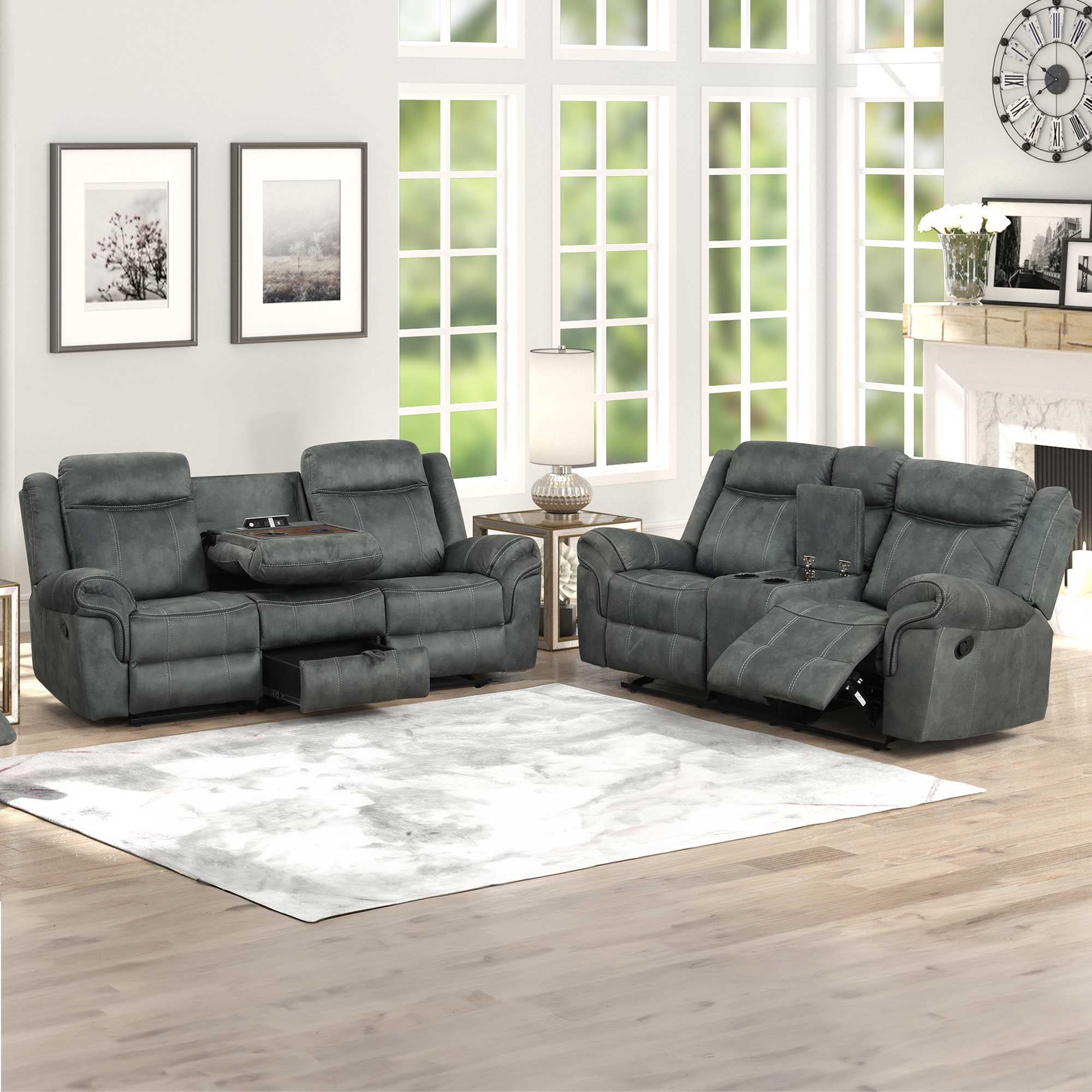 Darvin Manual Reclining Sofa and Loveseat Set