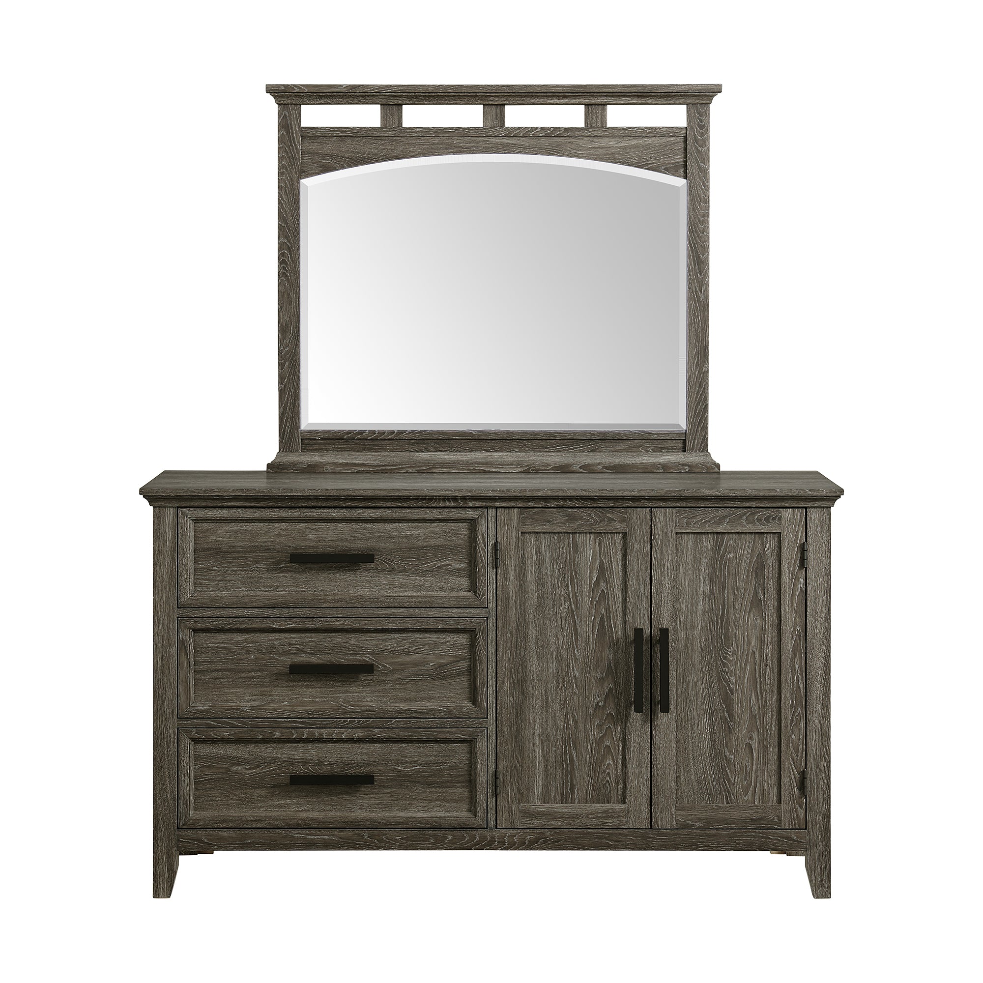 Matias Twin Panel Headboard Bed with Mirrored Dresser and Nightstand