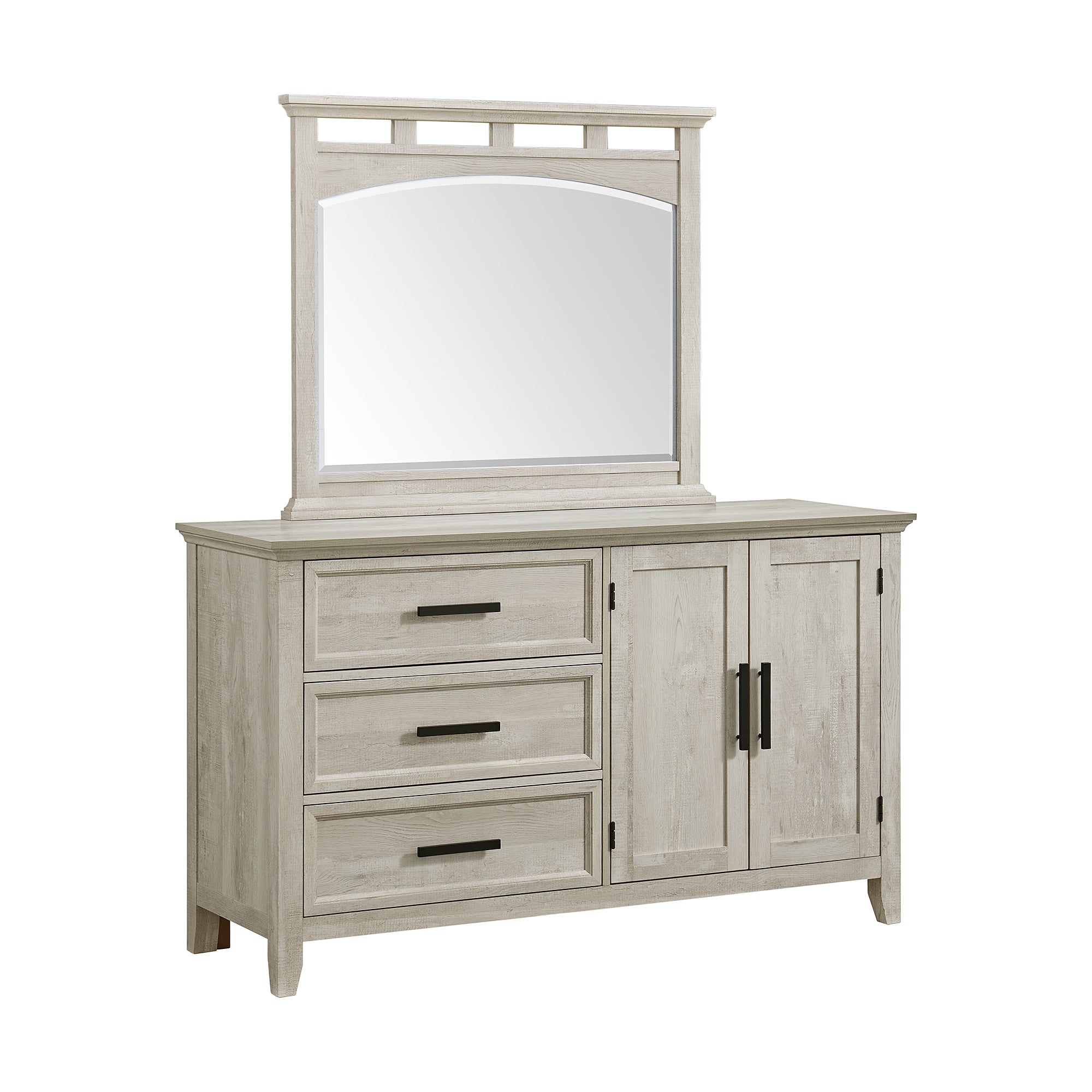 Matias Twin Panel Headboard Bed with Mirrored Dresser and Nightstand