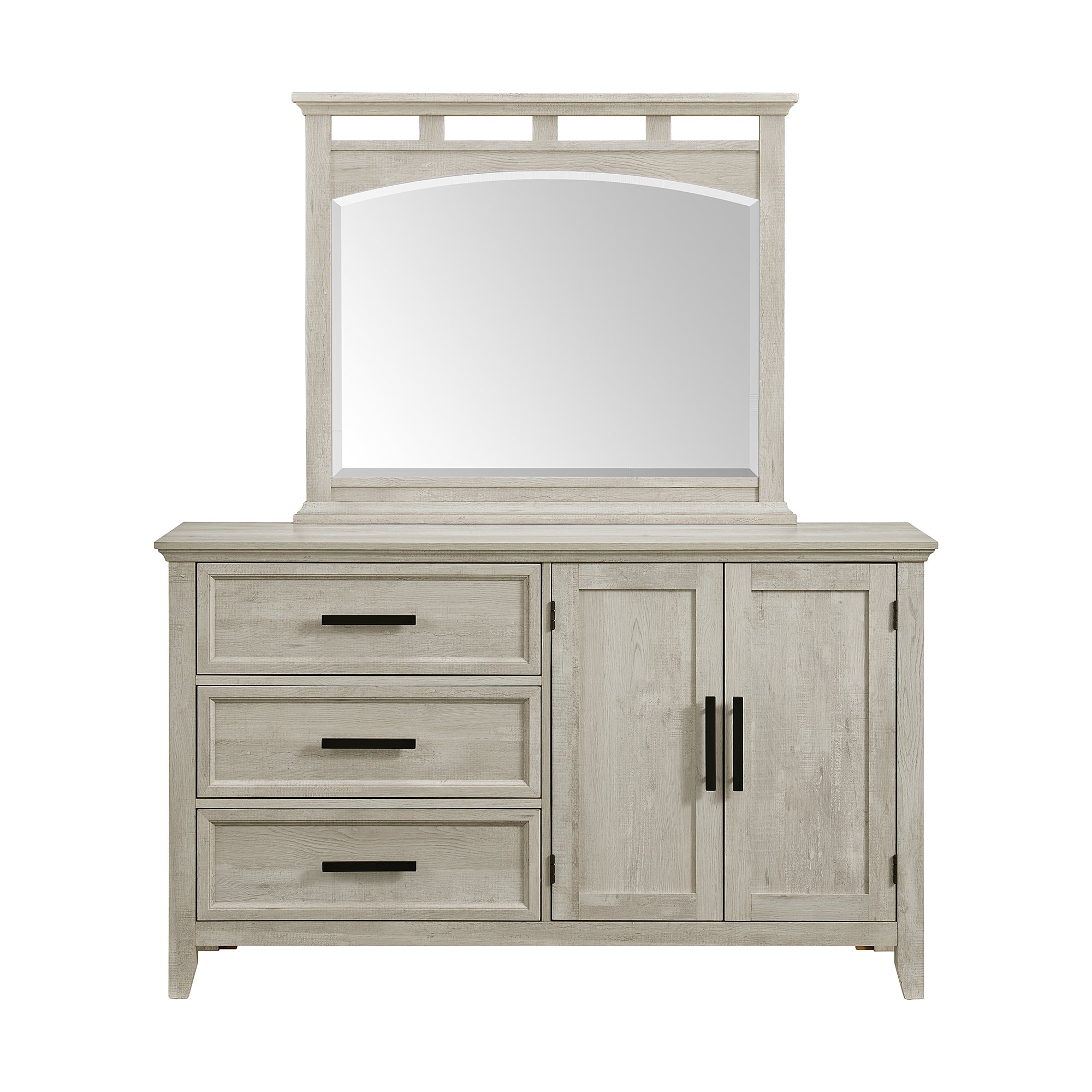 Matias Twin Panel Headboard Bed with Mirrored Dresser and Nightstand