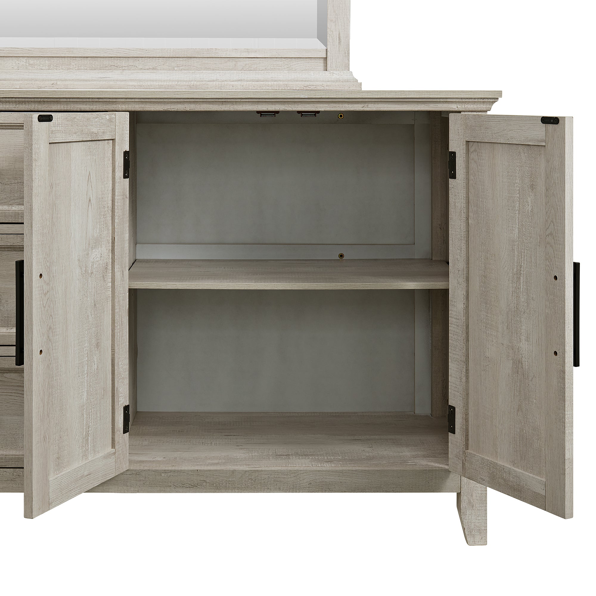 Matias Twin Panel Headboard Bed with Mirrored Dresser and Nightstand