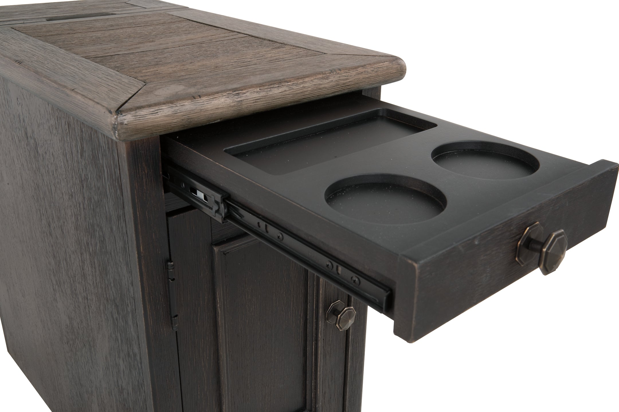 Tyler Creek Chairside End Table - Grayish Brown/Black