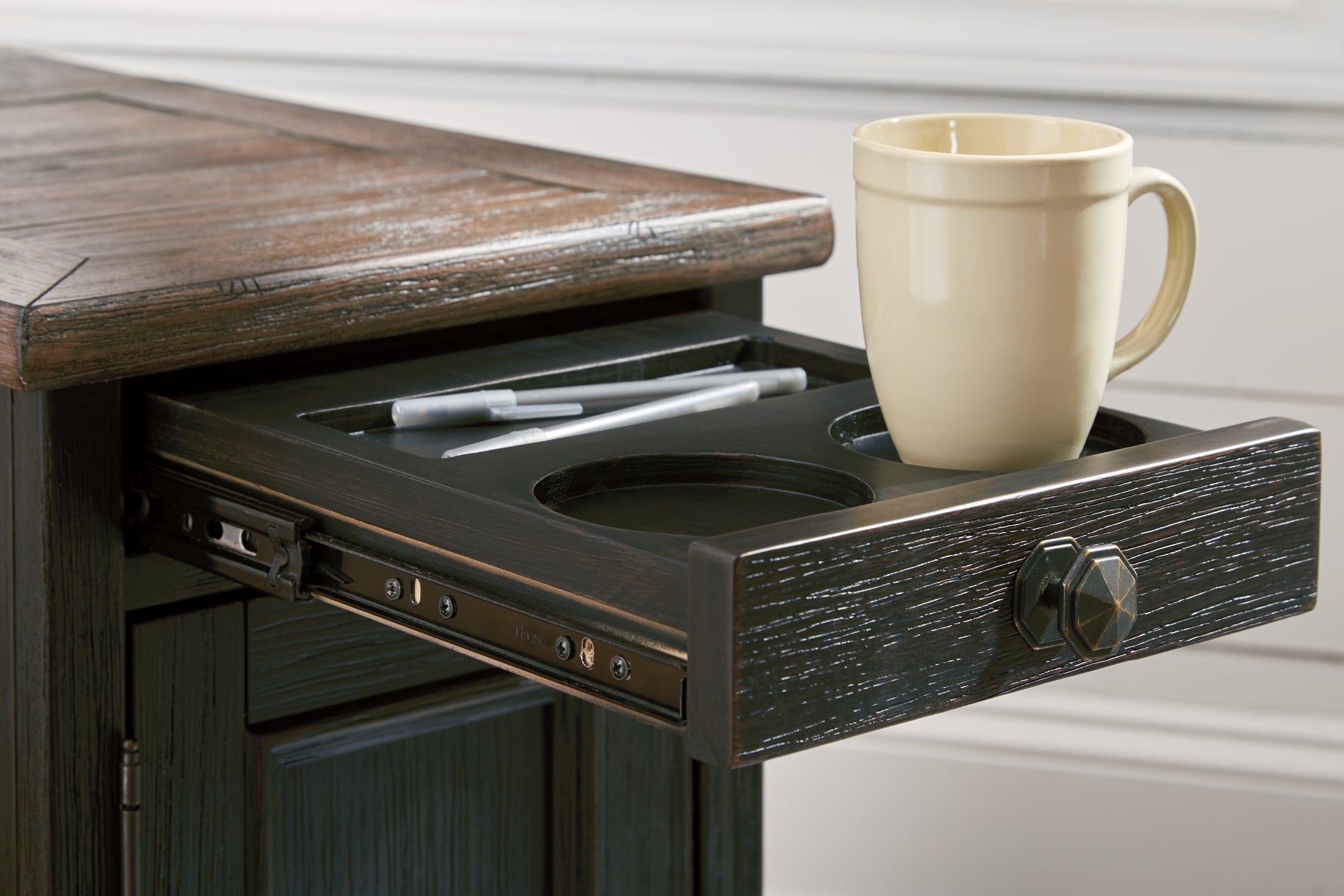 Tyler Creek Chairside End Table - Grayish Brown/Black