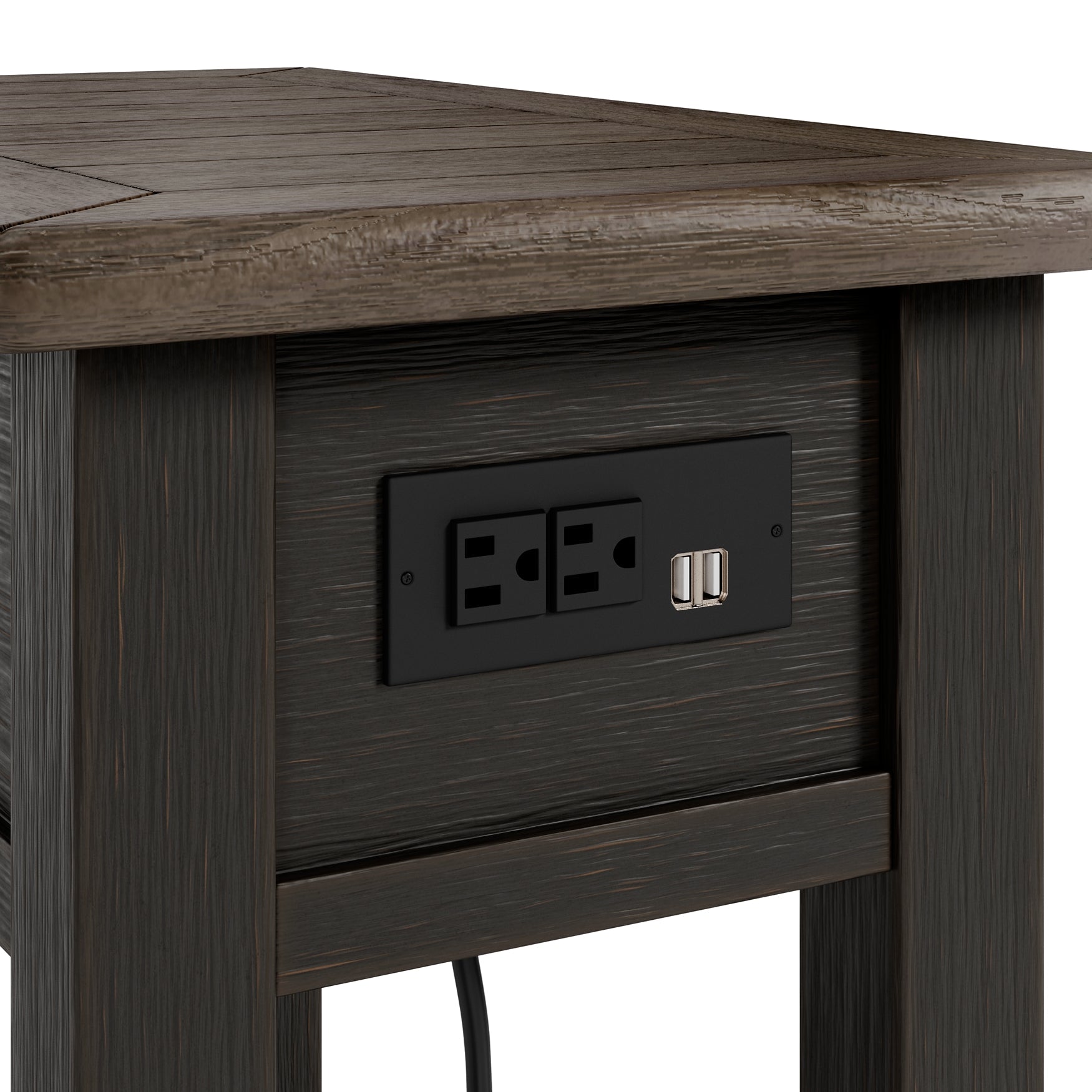 Tyler Creek Chairside End Table - Grayish Brown/Black