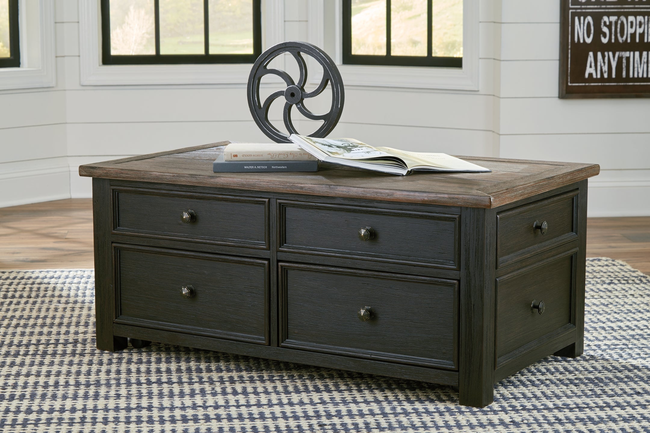 Tyler Creek Lift Top Coffee Table - Grayish Brown/Black