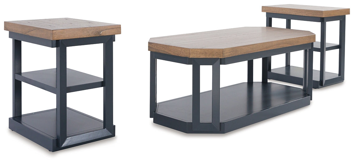 Landocken 3-Piece Table Set - Brown/Blue