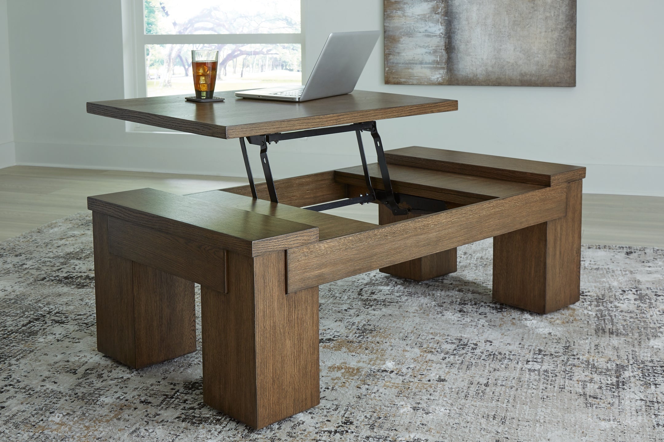 Rosswain Lift Top Coffee Table - Warm Brown