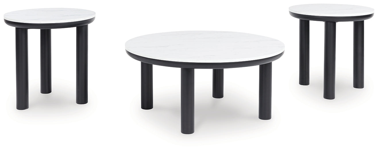 Xandrum 3-Piece Table Set - Black/White