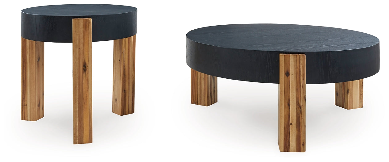 Breenmore 2-Piece Table Set - Black/Natural