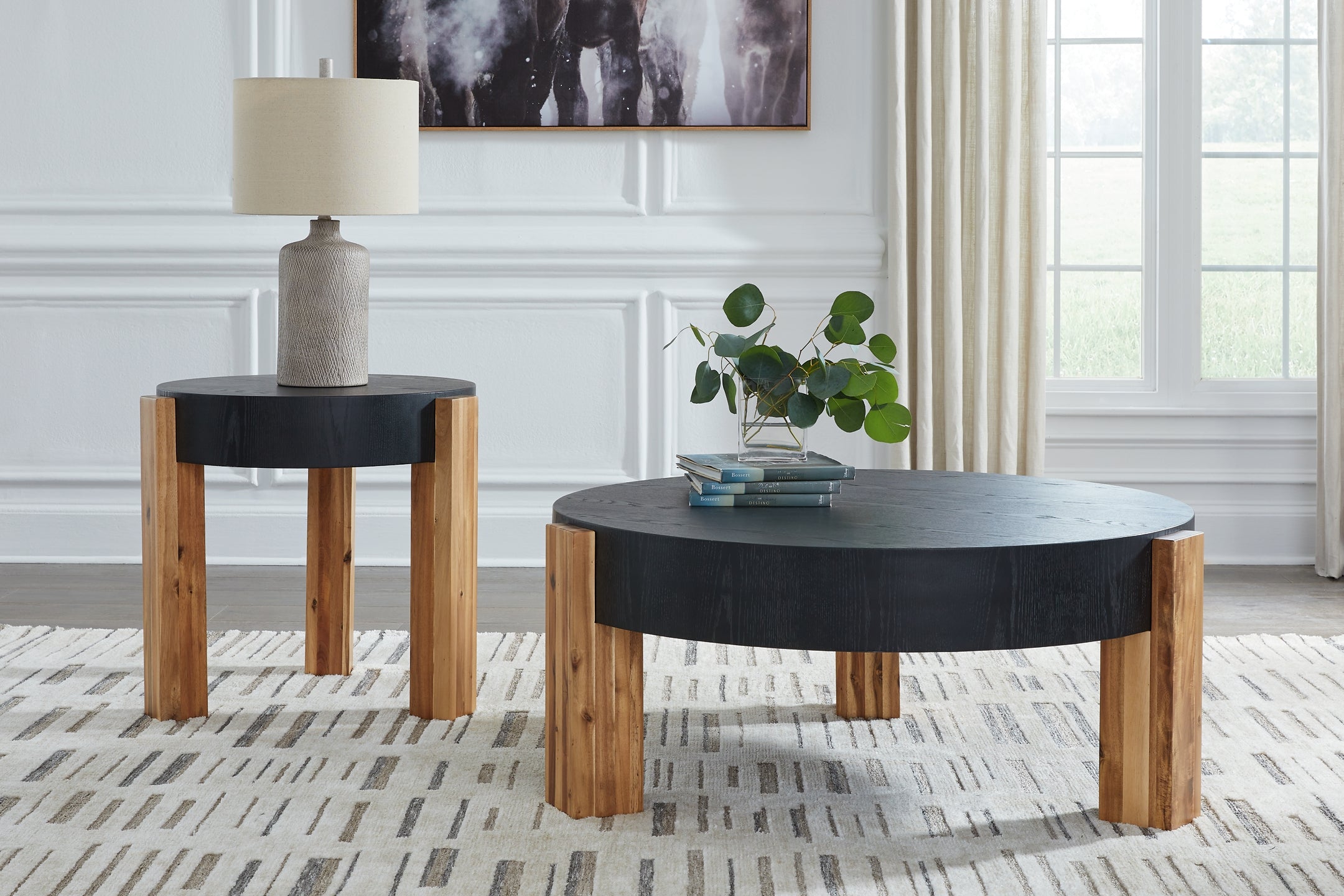 Breenmore 2-Piece Table Set - Black/Natural