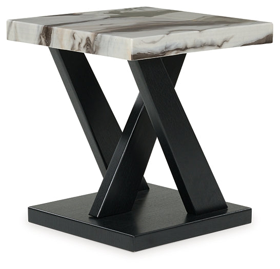 Cendill 3-Piece Table Set - Dark Brown/White/Black