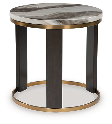 Jazmore End Table - Brown/Brass Finish