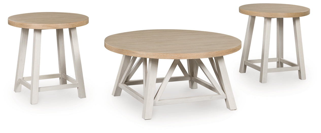 Fawndell 3-Piece Table Set - Antique White/Brown