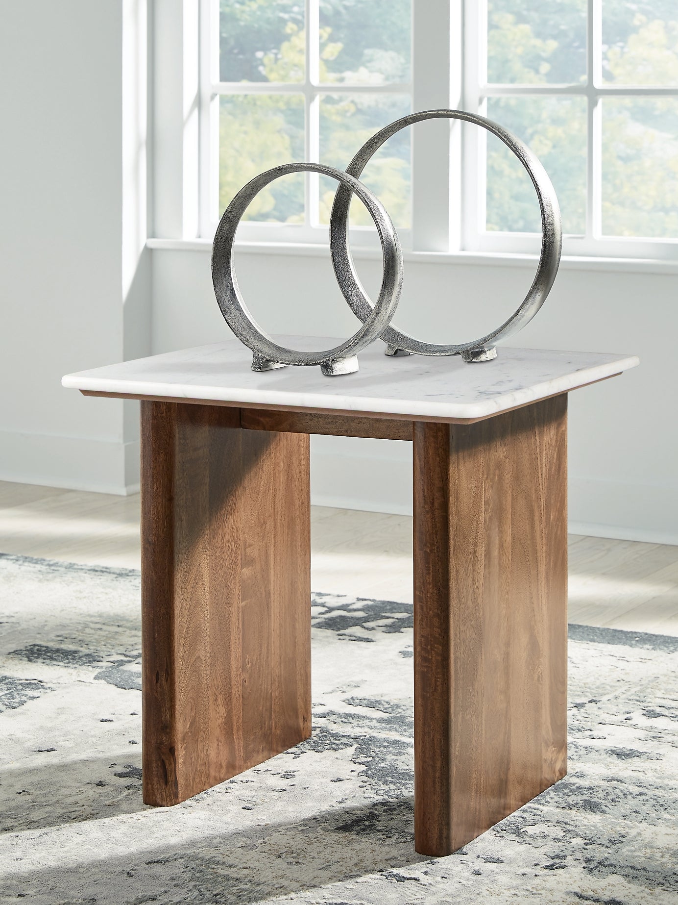 Isanti End Table - Light Brown/White