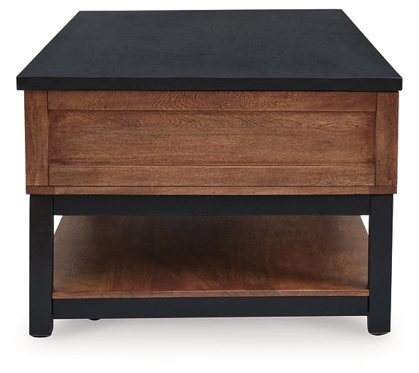 Kallari Lift Top Coffee Table - Warm Brown/Black