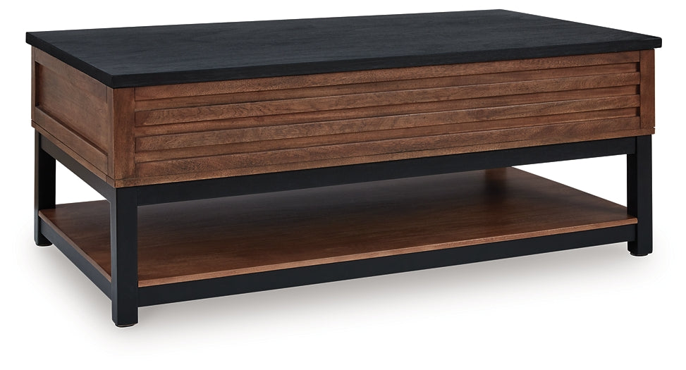 Kallari Lift Top Coffee Table - Warm Brown/Black