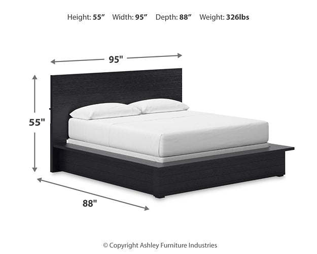 Londer California King Panel Bed with Mirrored Dresser and Chest