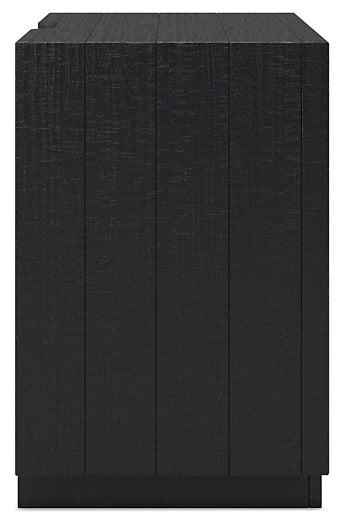 Londer King Panel Bed with Mirrored Dresser and Nightstand