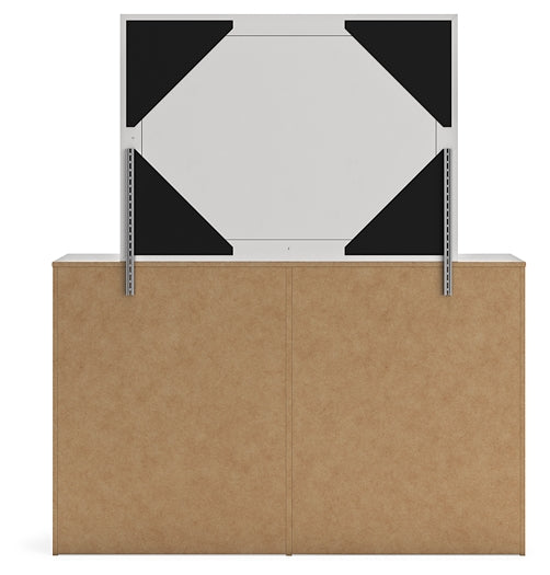 Cayboni Queen Panel Bed with Mirrored Dresser and Chest