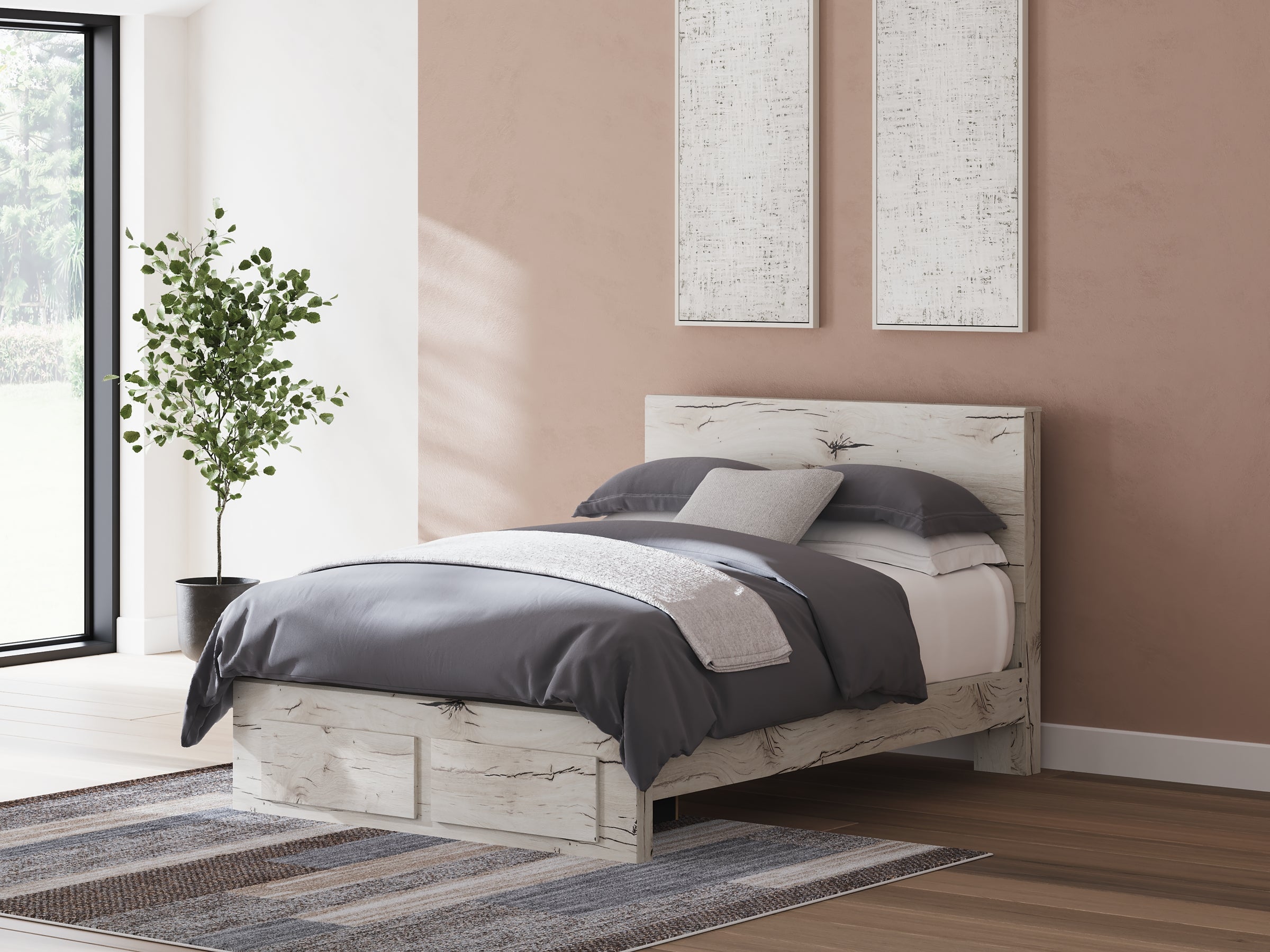 Lawroy Queen Panel Storage Bed with Mirrored Dresser