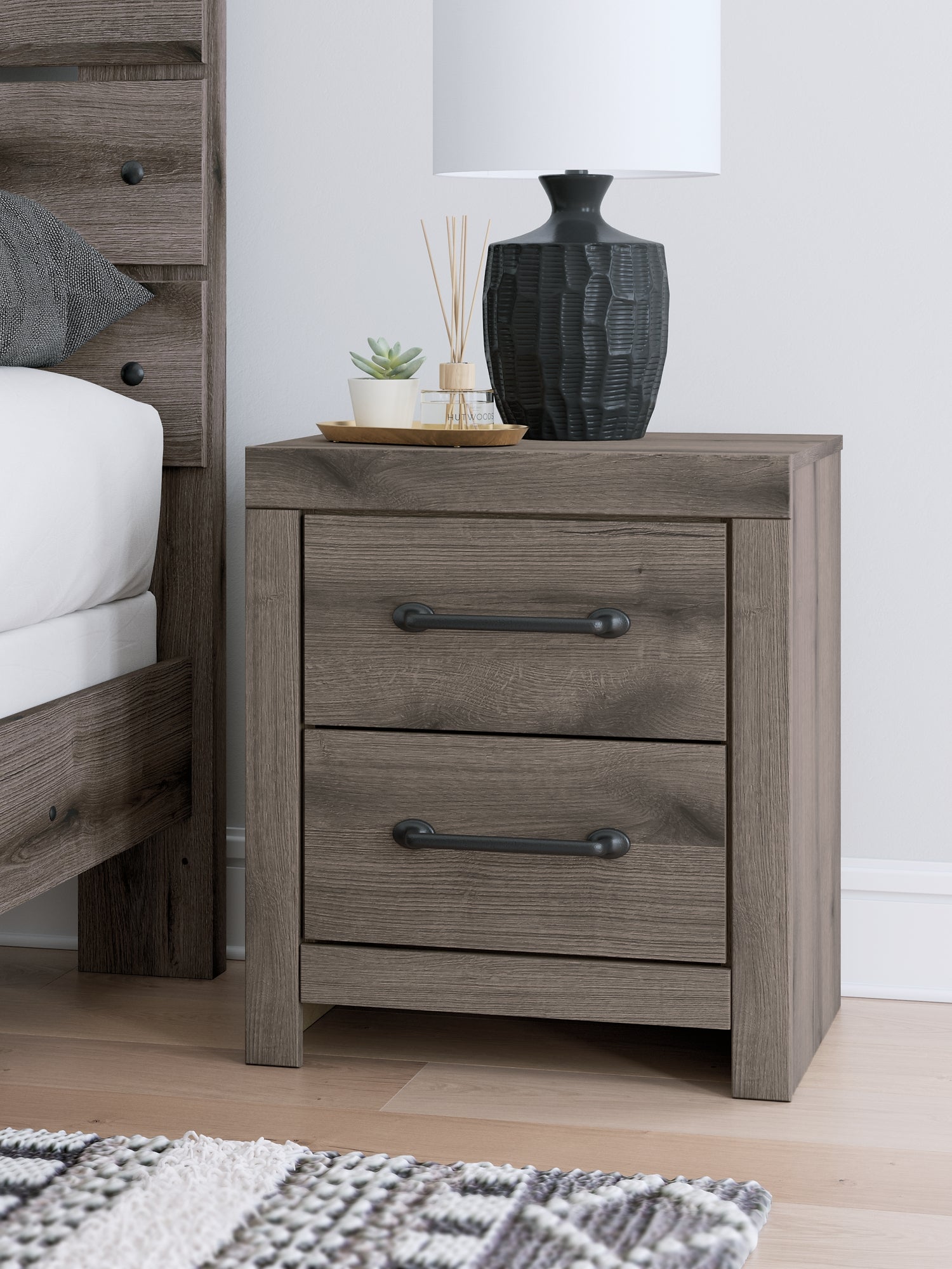 Graystorm King Panel Bed with Mirrored Dresser