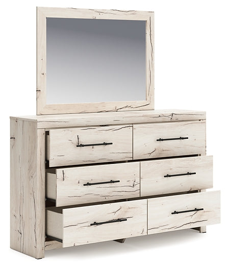Lawroy Full Panel Headboard with Mirrored Dresser and Chest