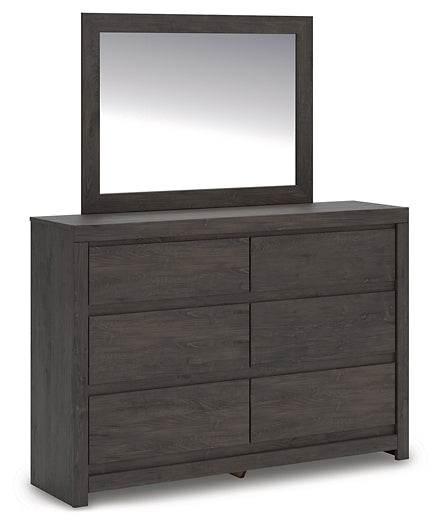 Fraluna King Panel Bed with Mirrored Dresser and Chest