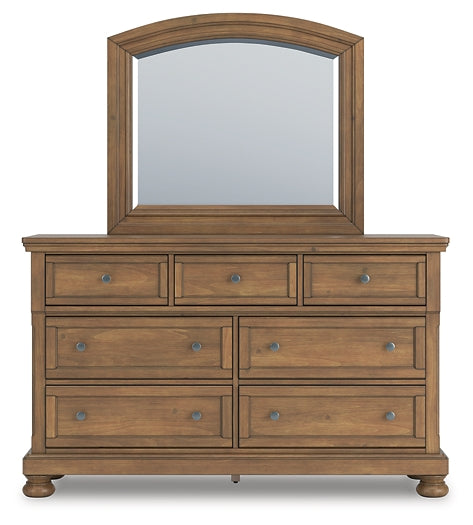 Feddinger King Panel Bed with Mirrored Dresser and Chest