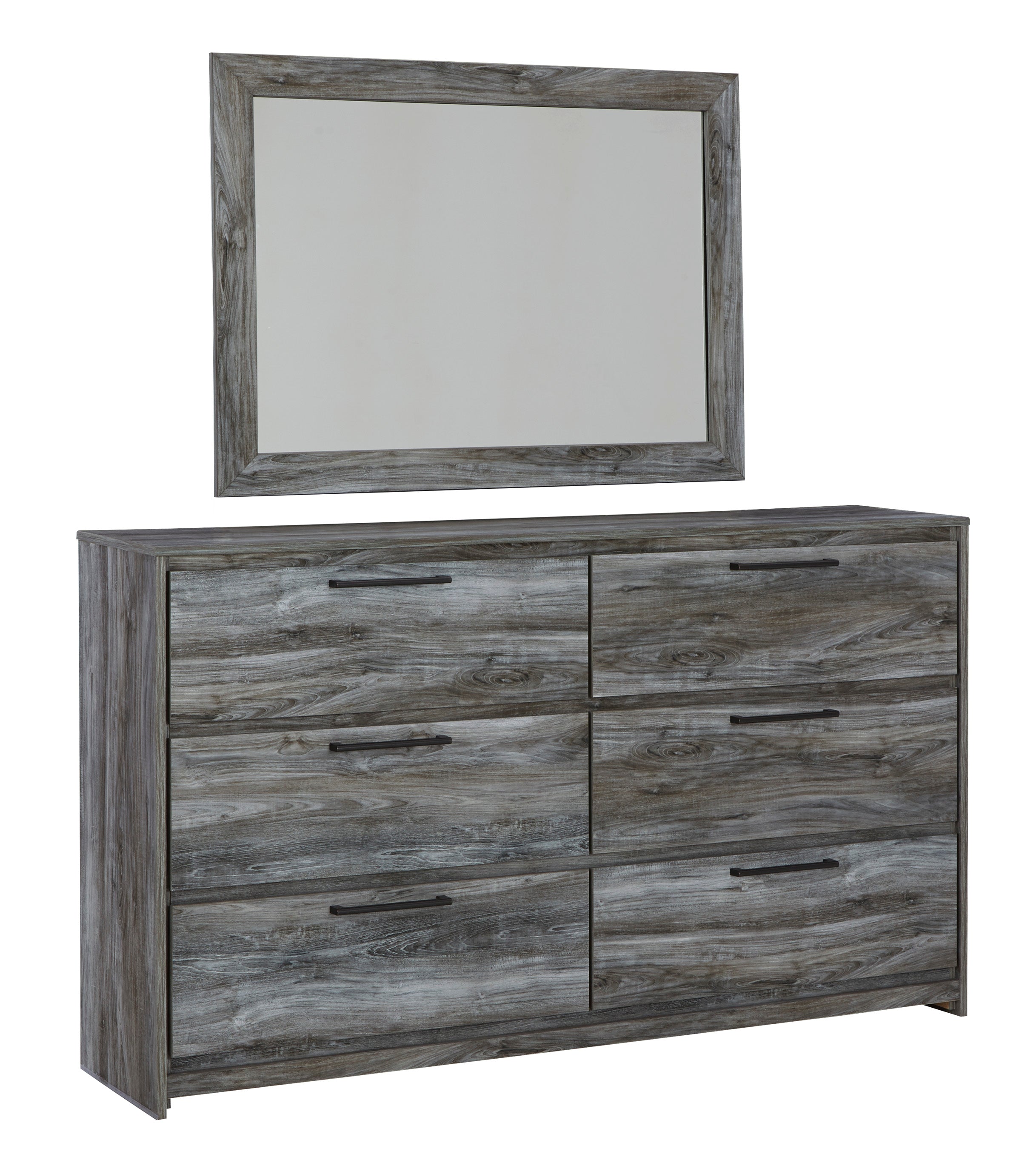 Baystorm King Panel Bed with Mirrored Dresser