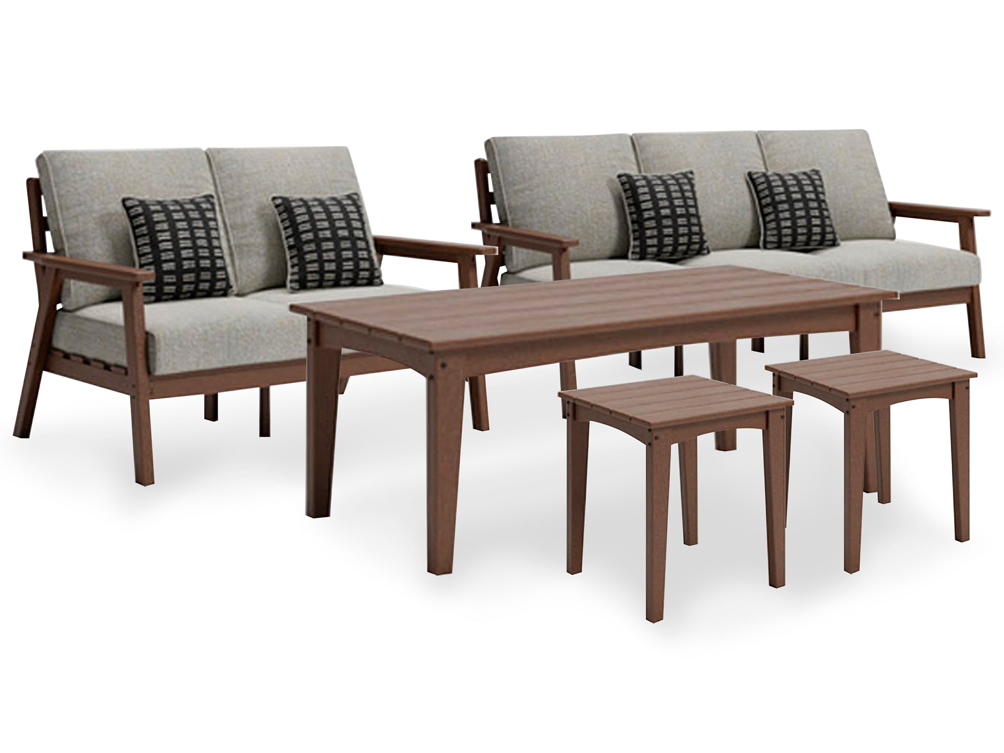 Emmeline Outdoor Sofa, Loveseat and 2 Lounge Chairs with Coffee Table and 2 End Tables